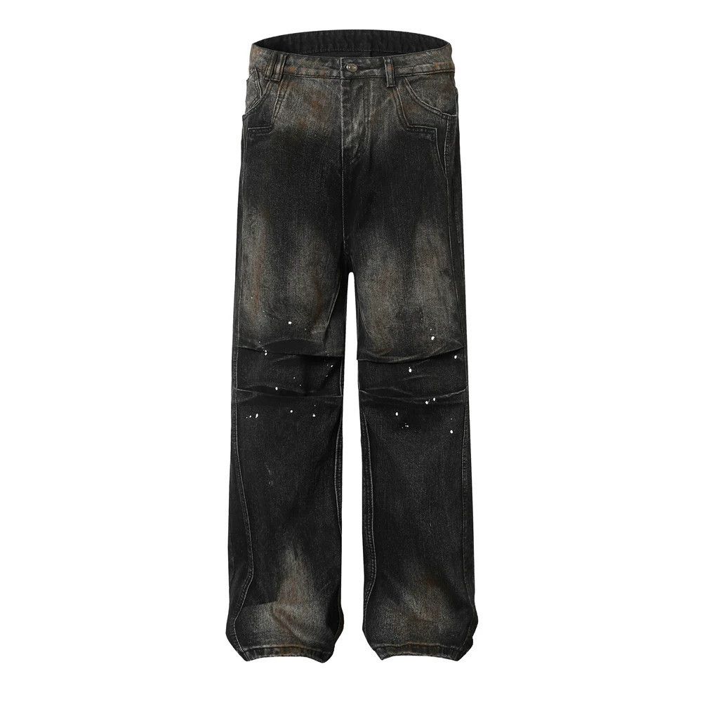 Vintage Men's washed gradient distressed dirty straight work jeans Size US 32 / EU 48 - 1 Thumbnail