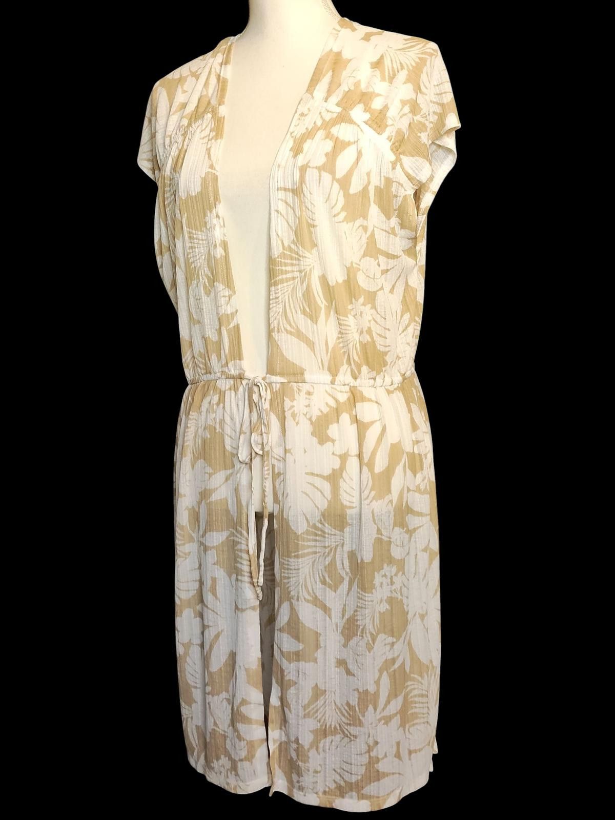 Cartoon Network Cato Lightweight Beige and White Floral Print Women's Duster Size M / US 6-8 / IT 42-44 - 5 Thumbnail