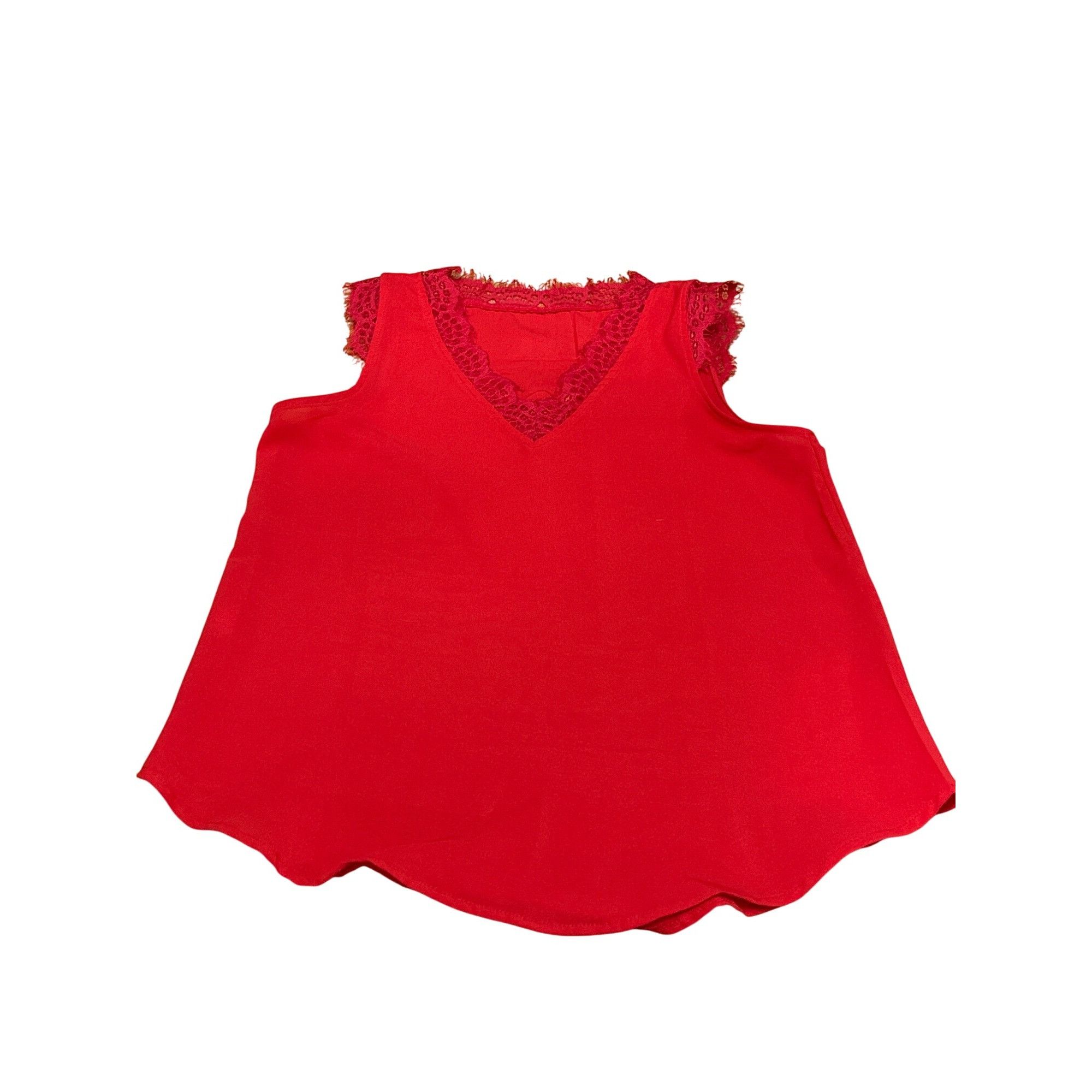 Other CCC Red Lace Trim Satin Sleeveless Tank Top V Neck Dressy Bl Size L / US 10 / IT 46 - 5 Thumbnail