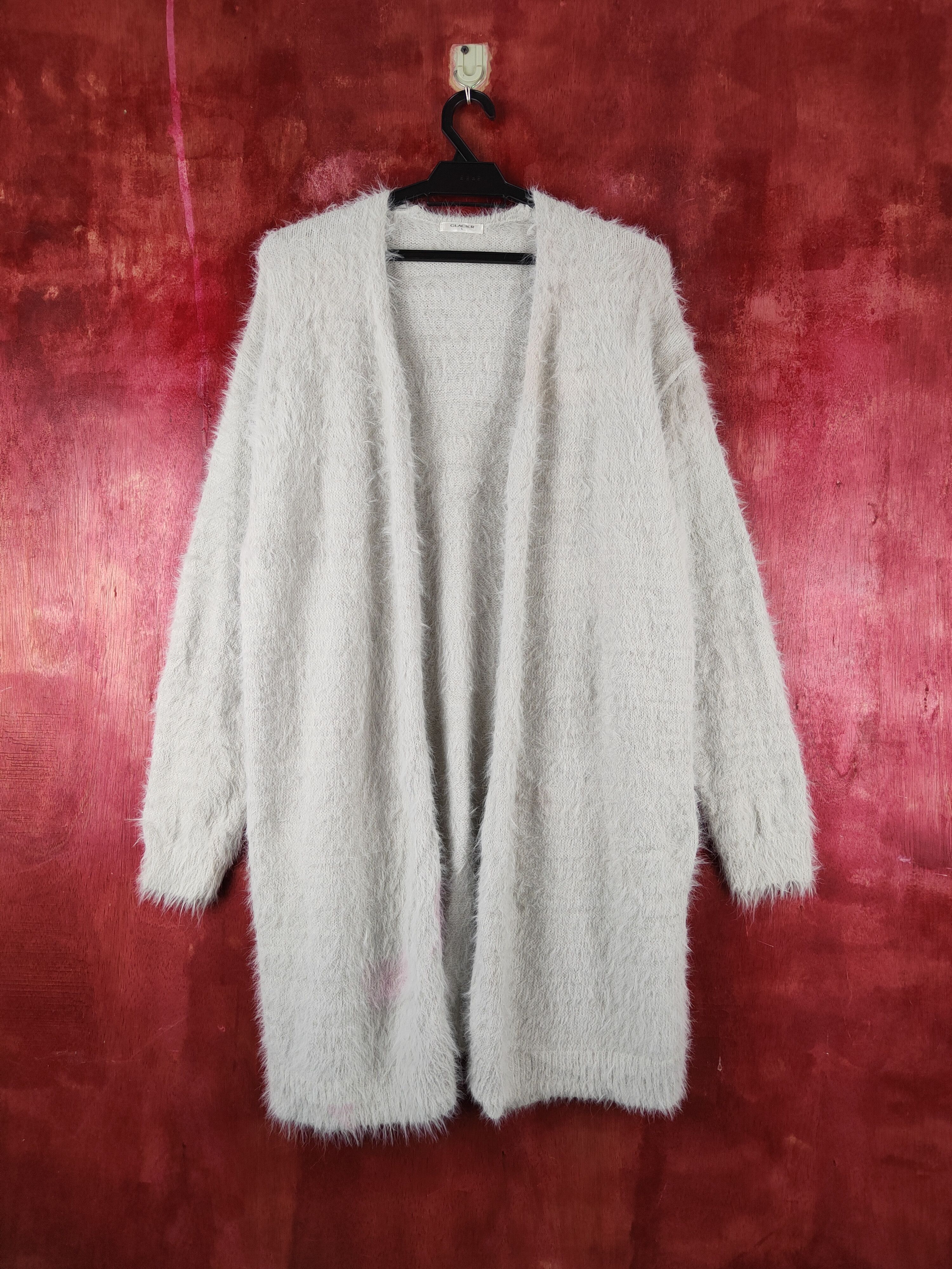 Glacier Light Gray Fur Mohair Knitwear Cardigan