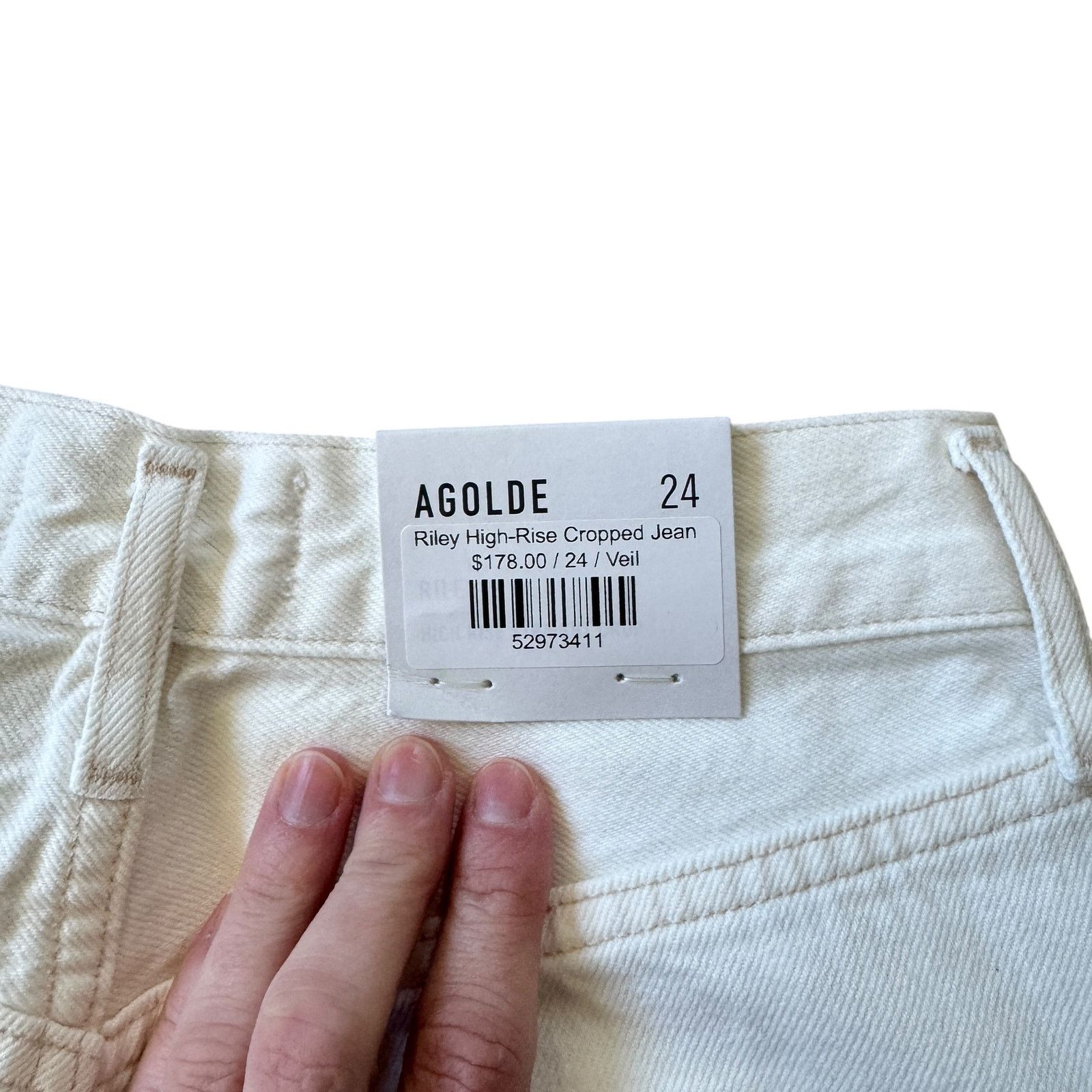 Agolde NEW AGOLDE Riley High Rise Straight Crop Jeans Veil White Size 24" / US 00 / IT 34 - 7 Thumbnail