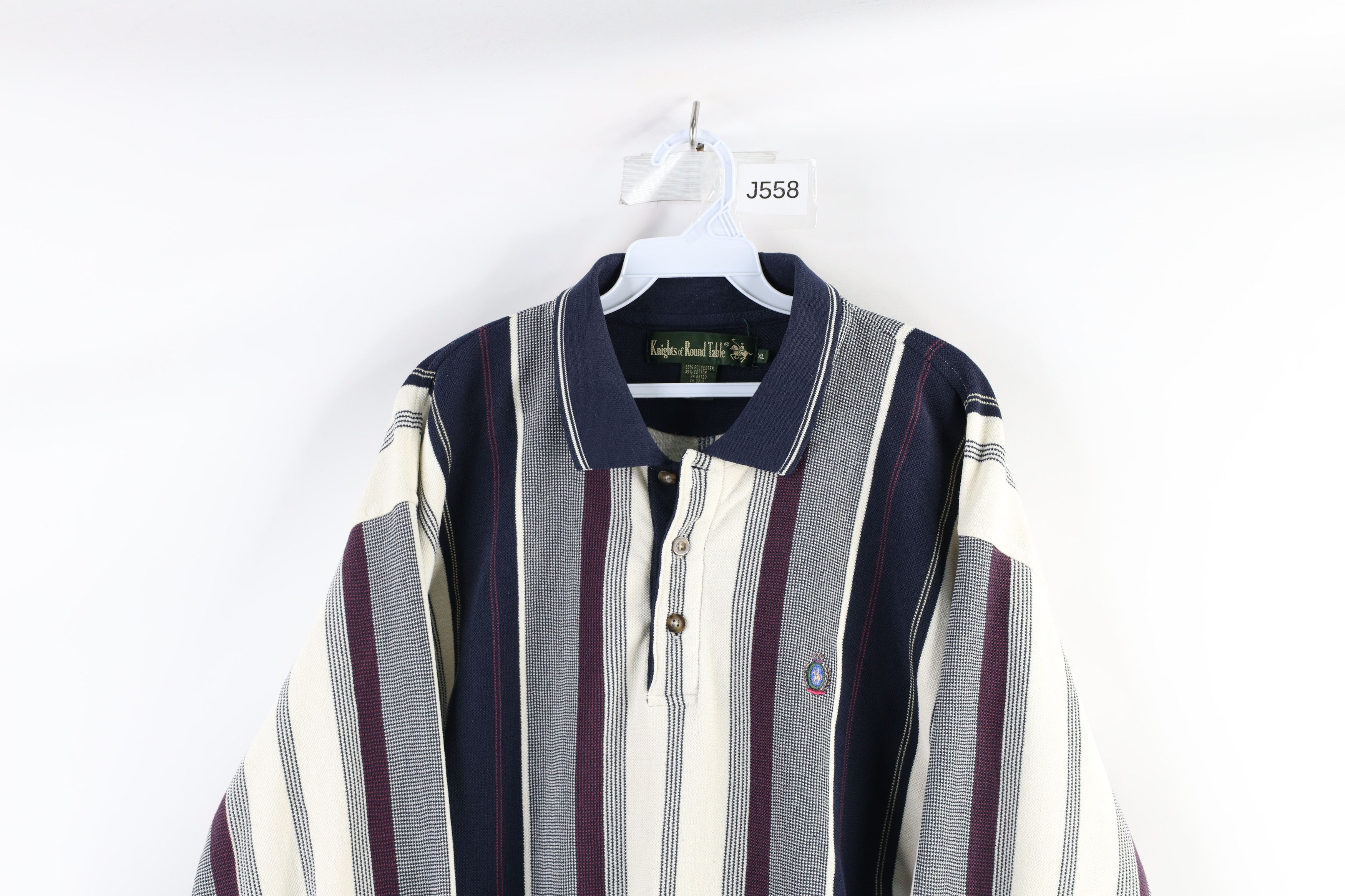 Vintage Vintage 90s Streetwear Block Knit Collared Long Sleeve Polo Size US XL / EU 56 / 4 - 2 Thumbnail
