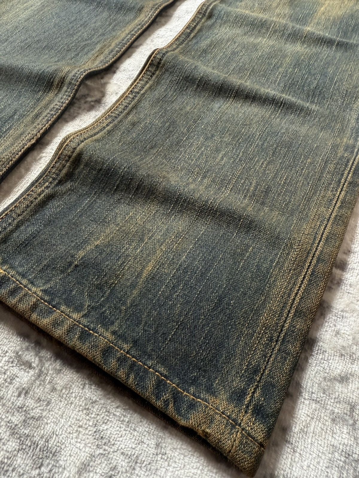 If Six Was Nine 2000s Wrangler Heavy Mud Wash Straight Loose Jeans Size US 30 / EU 46 - 9 Thumbnail
