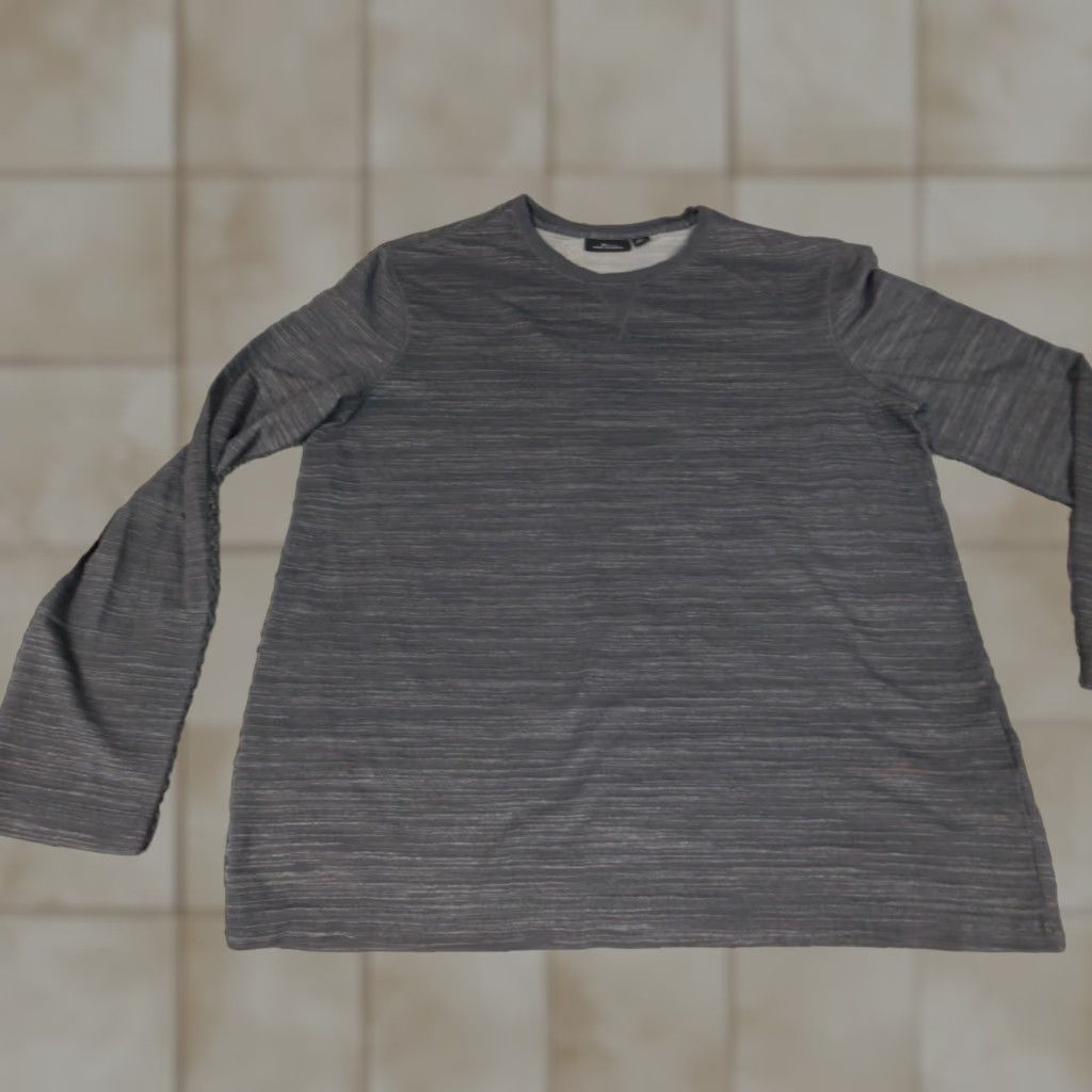 Marcs Marc Anthony Mens Shirt L Gray Striped Long Sleeve Crew Neck Knit Cotton Polyester Logo Breathable Regular American Beach Fish T-Shirt Mens Size US L / EU 52-54 / 3 - 1 Thumbnail