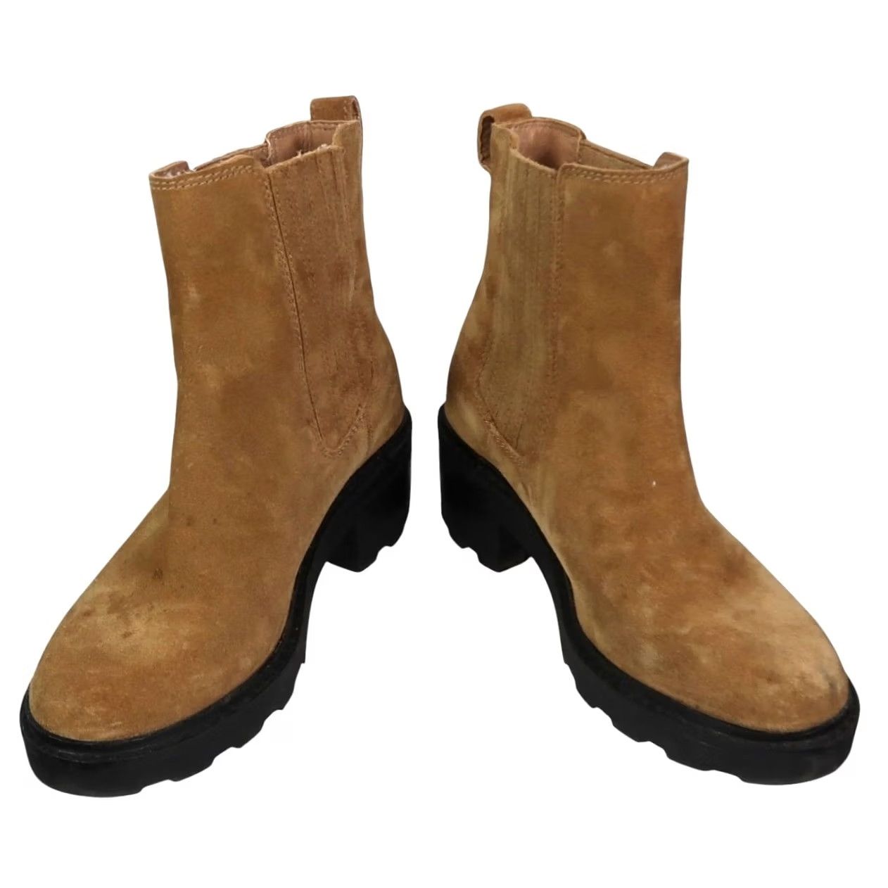 Madewell Madewell Gwenda Platform Ankle Boot Toffee Tan Suede Leather Bootie Womens Size 6 Tan Mid Heel Casual Fall Winter Spring 2" Chelsea Style Size US 6 / IT 36 - 4 Thumbnail