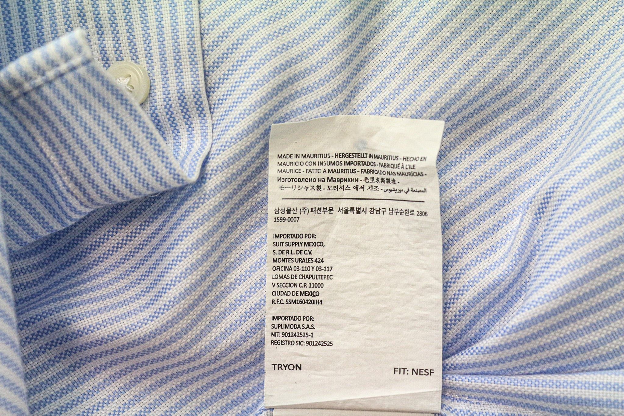 Suitsupply 39L/15 1/2L Blue Cotton Extra Slim Striped Shirt 76430 Size 40L - 7 Thumbnail