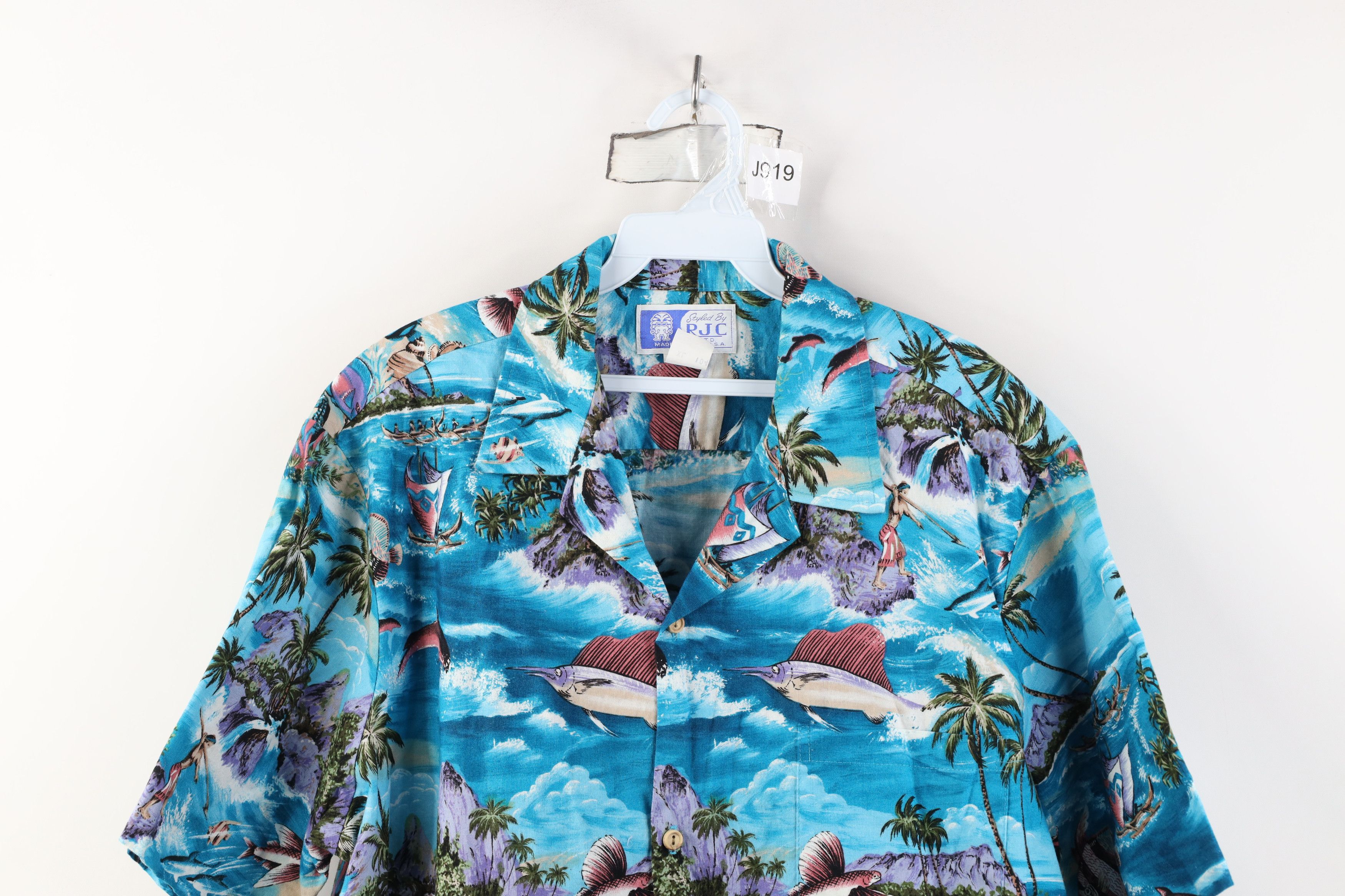 Vintage Vintage 90s Hawaiian Fish All Over Print Camp Collar Shirt Size US XL / EU 56 / 4 - 2 Thumbnail