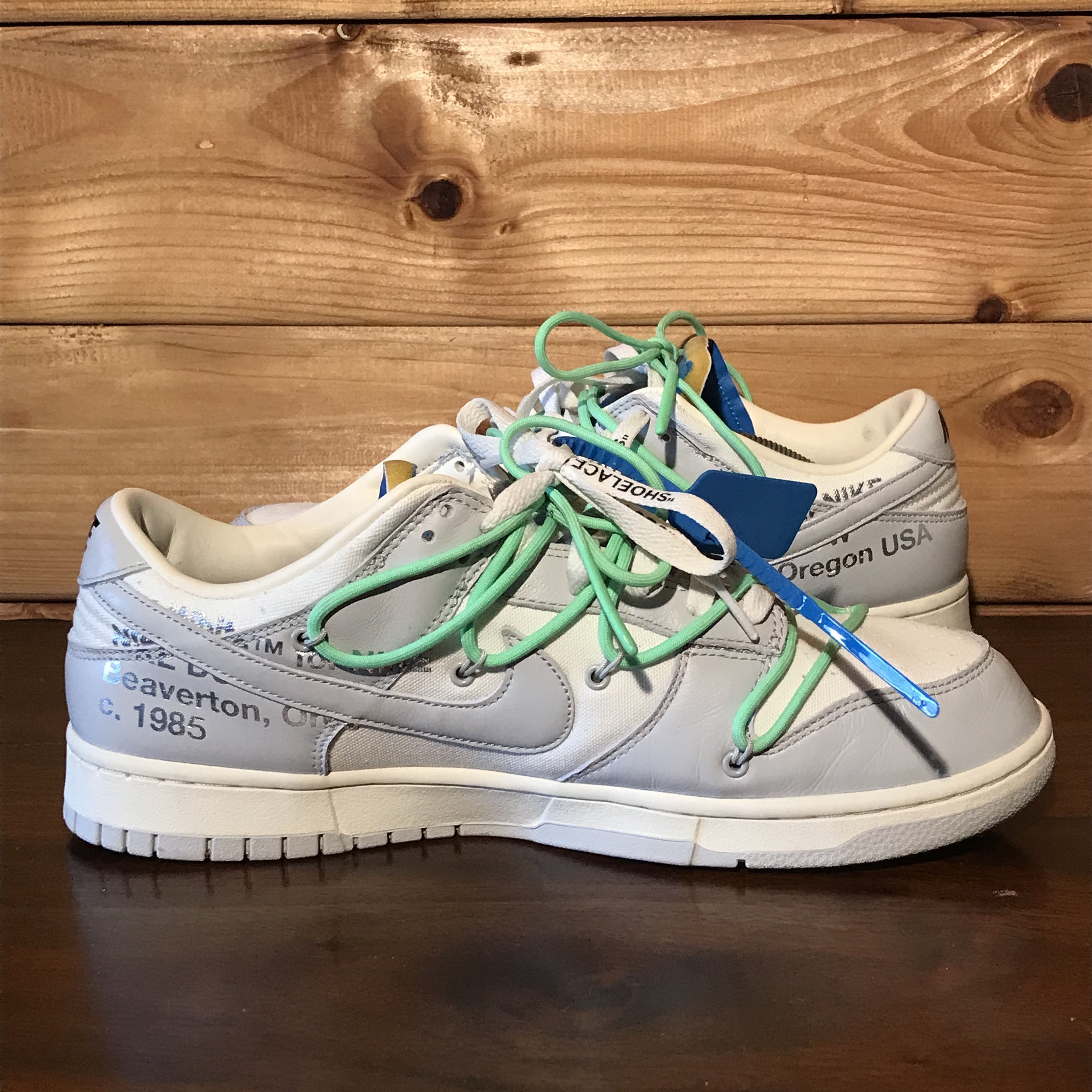Nike × Off-White × Virgil Abloh 2021 Nike x Off-White Virgil Abloh Lot 26 Sail Grey Dunk Low Size US 12.5 / EU 45-46 - 7 Thumbnail