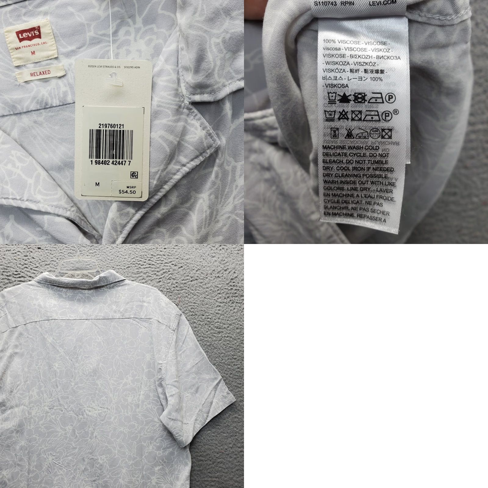 Levi's Levi's Classic Camp Shirt Mens M Multicolor Floral Relaxed Fit Chest Pocket 219760121 Size US M / EU 48-50 / 2 - 8 Thumbnail
