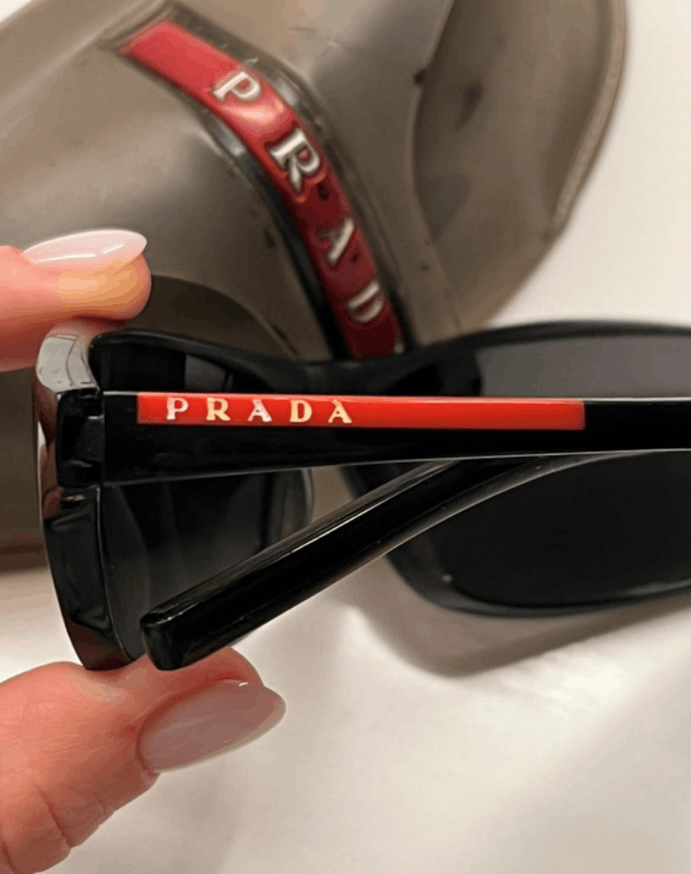 Prada × Vintage PRADA Sunglasses Rectangle Wrap Shield Metal Symbole RI920 Size ONE SIZE - 2 Thumbnail