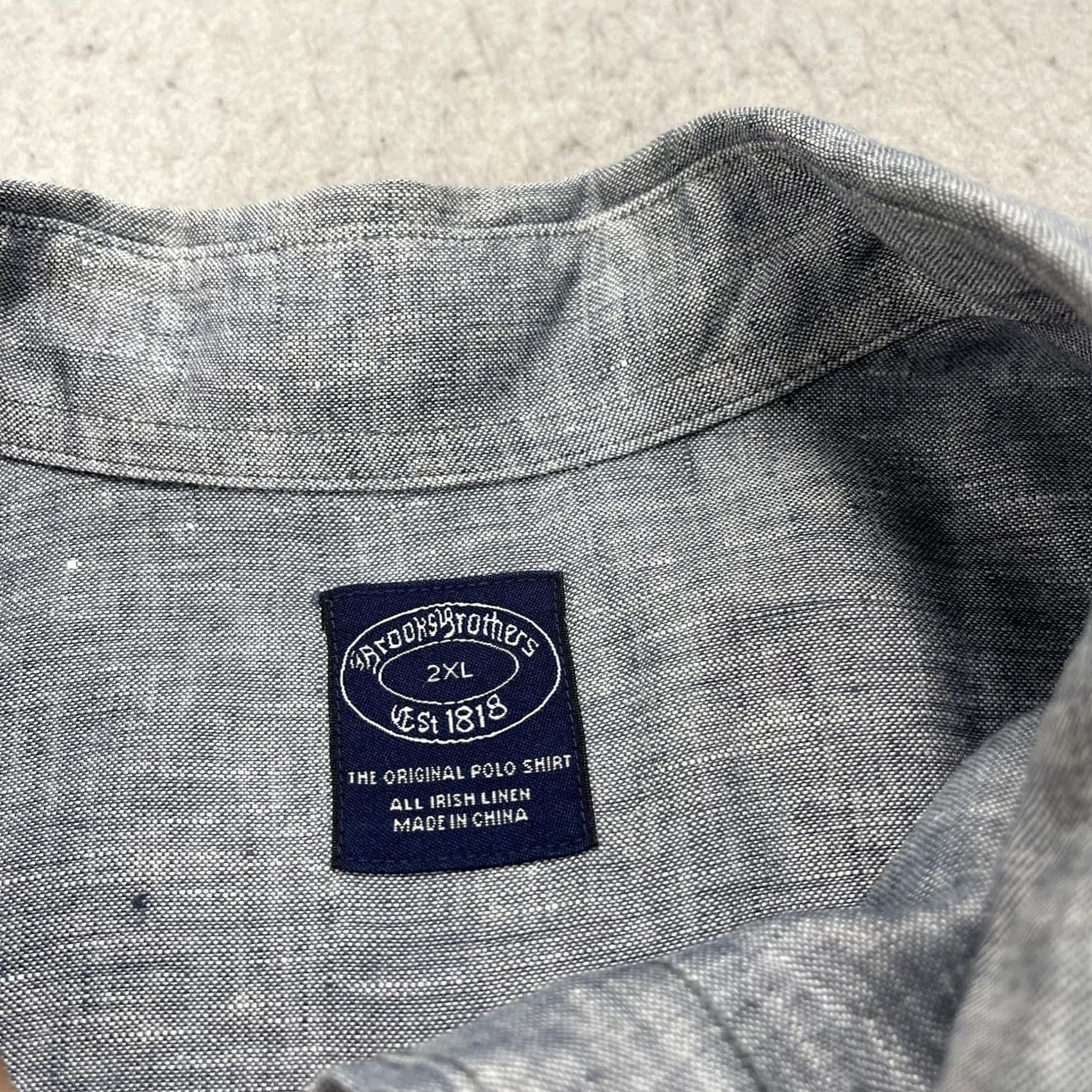Brooks Brothers Brooks Brothers Shirt Mens 2XL Gray Irish Linen Short Sleeve Button Down Size US XXL / EU 58 / 5 - 5 Thumbnail