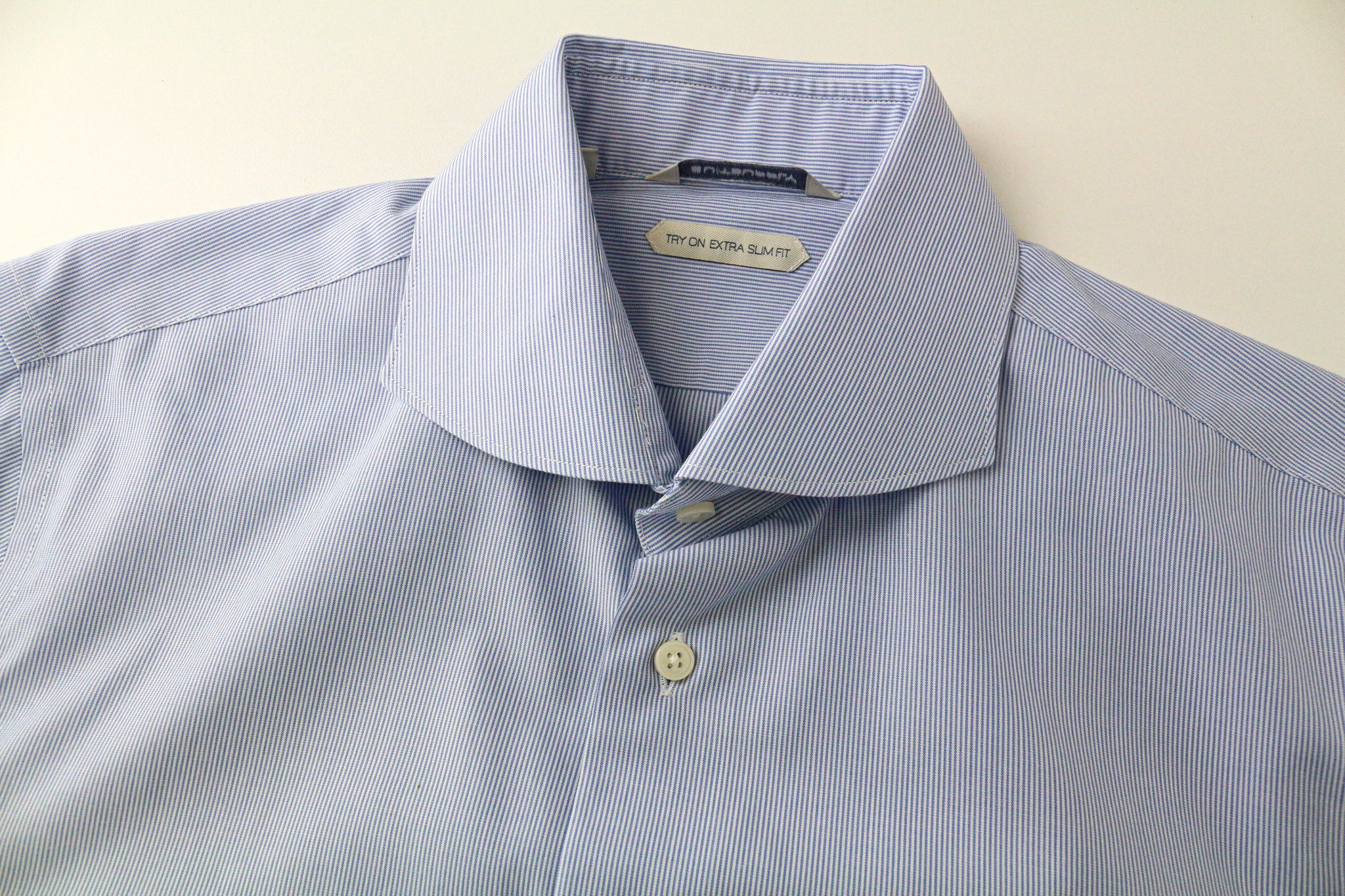 Suitsupply 40/15 3/4 Extra Slim Blue Cotton Cutaway Shirt 76964 Size 40R - 3 Thumbnail