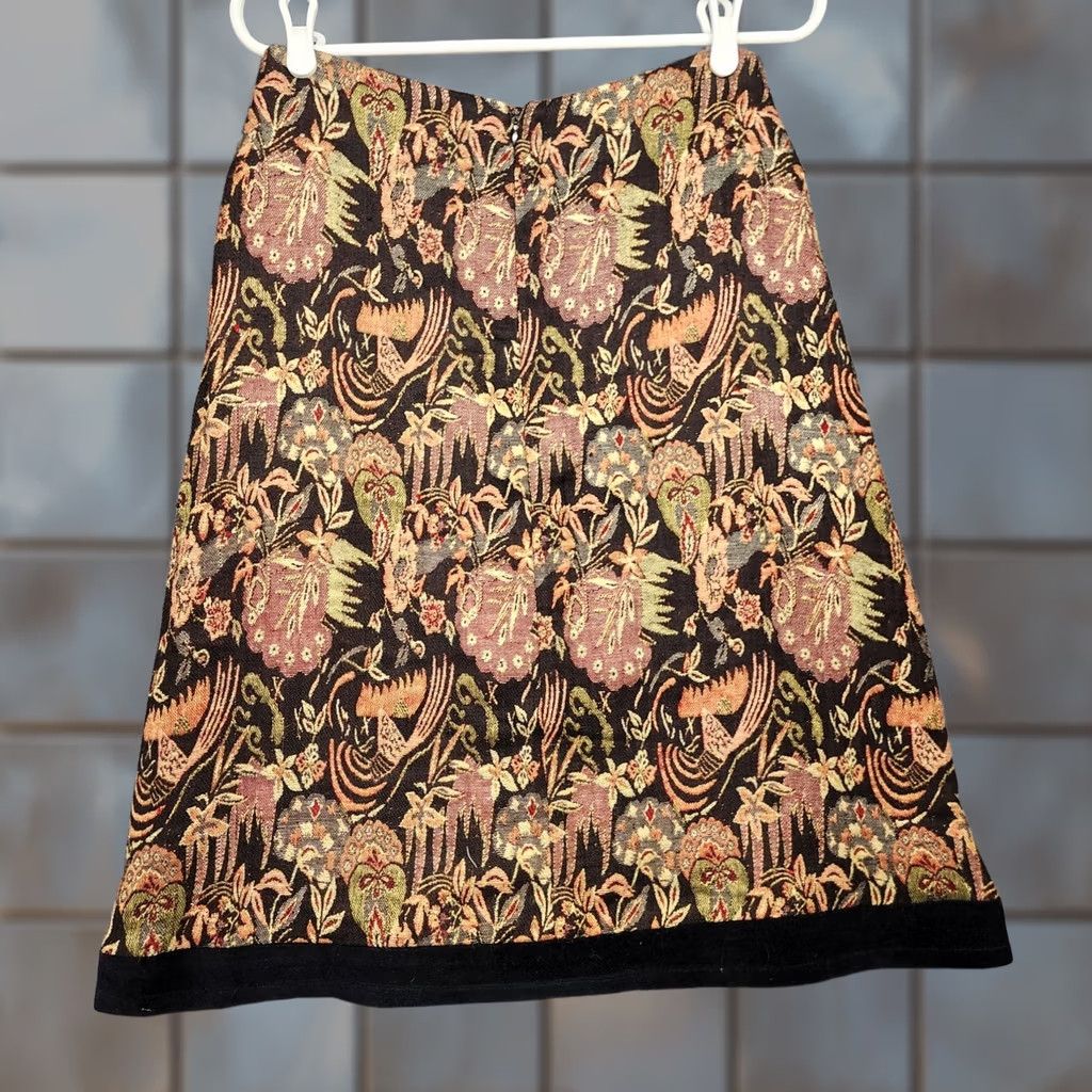 Vintage VINTAGE Mix Nouveau Skirt Womens Size 8 Black Floral A-Line Short Boho Western Womens Size 30" / US 8 / IT 44 - 1 Thumbnail