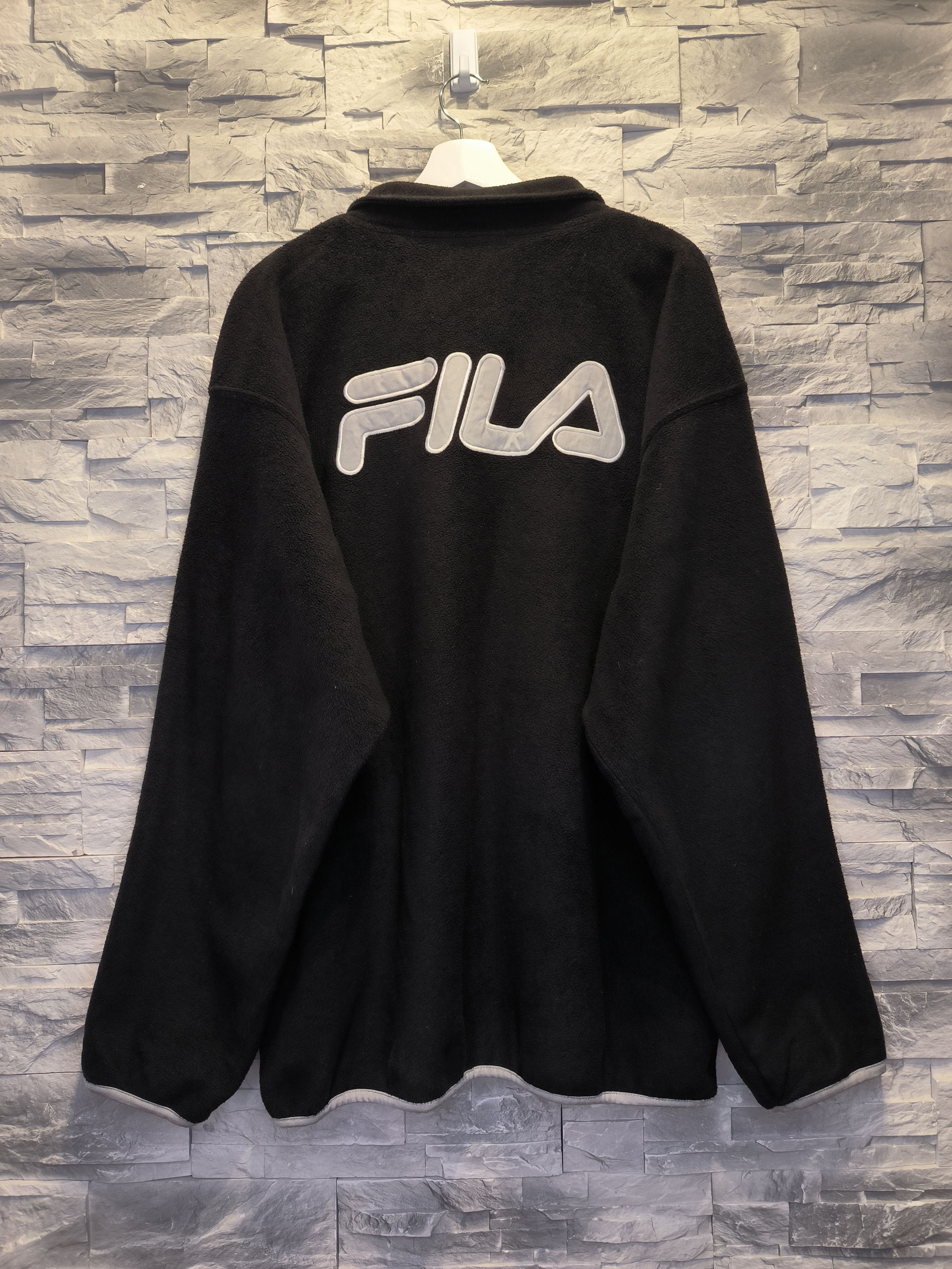 Fila × Vintage Vintage Fila Fleece Sweatshirt Black Big Logo Size US XL / EU 56 / 4 - 1 Thumbnail