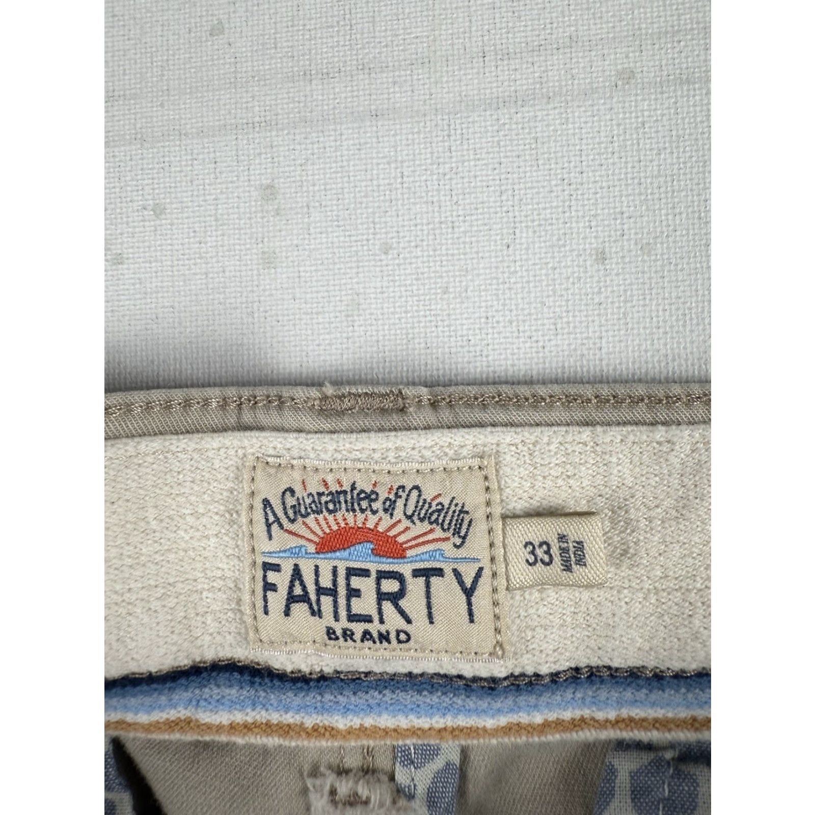 Faherty Faherty Chino Pants Men 33 x 30 Beige Regular Inseam 30 1891 Size US 33 - 2 Thumbnail