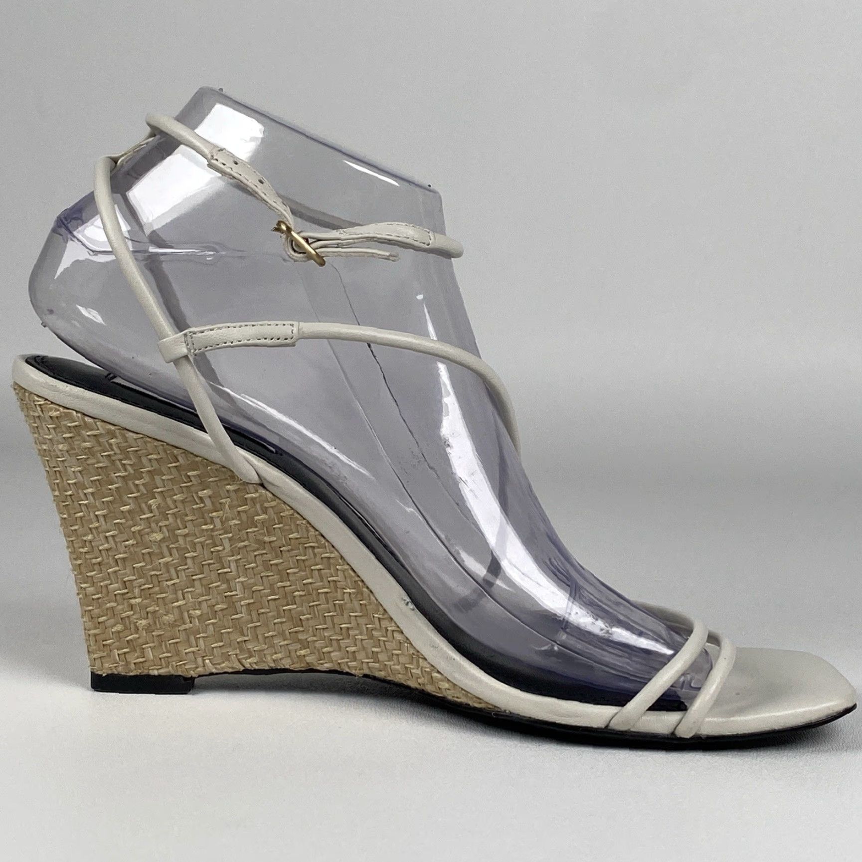 Reiss Reiss Daisey Leather Strappy Wedge Heels White Women 9.5 EU 40 Open Toe Buckle Shoes Size US 10 / IT 40 - 6 Thumbnail
