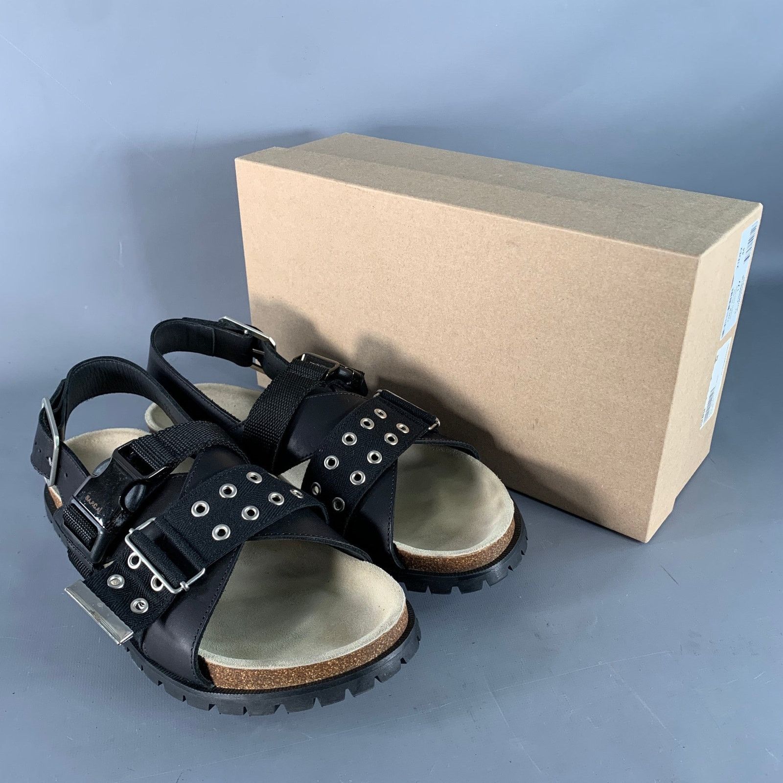 A.P.C. A.P.C. Jules Black Silver Leather Grommets Sandals Size US 11 / EU 44 - 10 Thumbnail