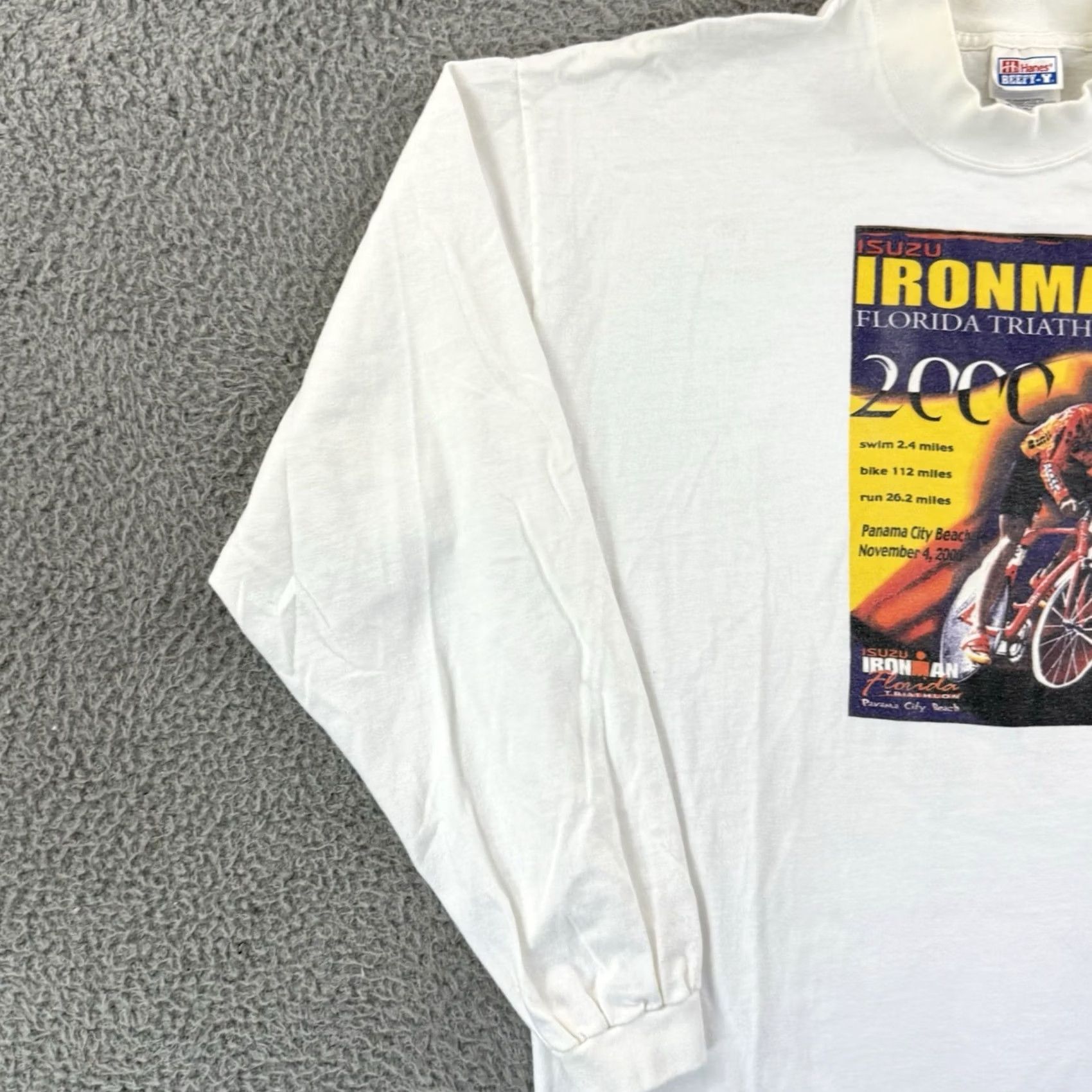 Hanes VINTAGE Hanes Beefy-T Ironman Triathlon Shirt Mens XL White Short Sleeve 90s USA Racing Logo Size US XL / EU 56 / 4 - 4 Thumbnail