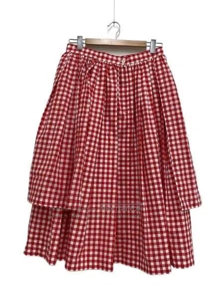 Comme des Garcons Comme Des Garcons size L Retro Red Checked Double overskir Size 23" - 1 Thumbnail