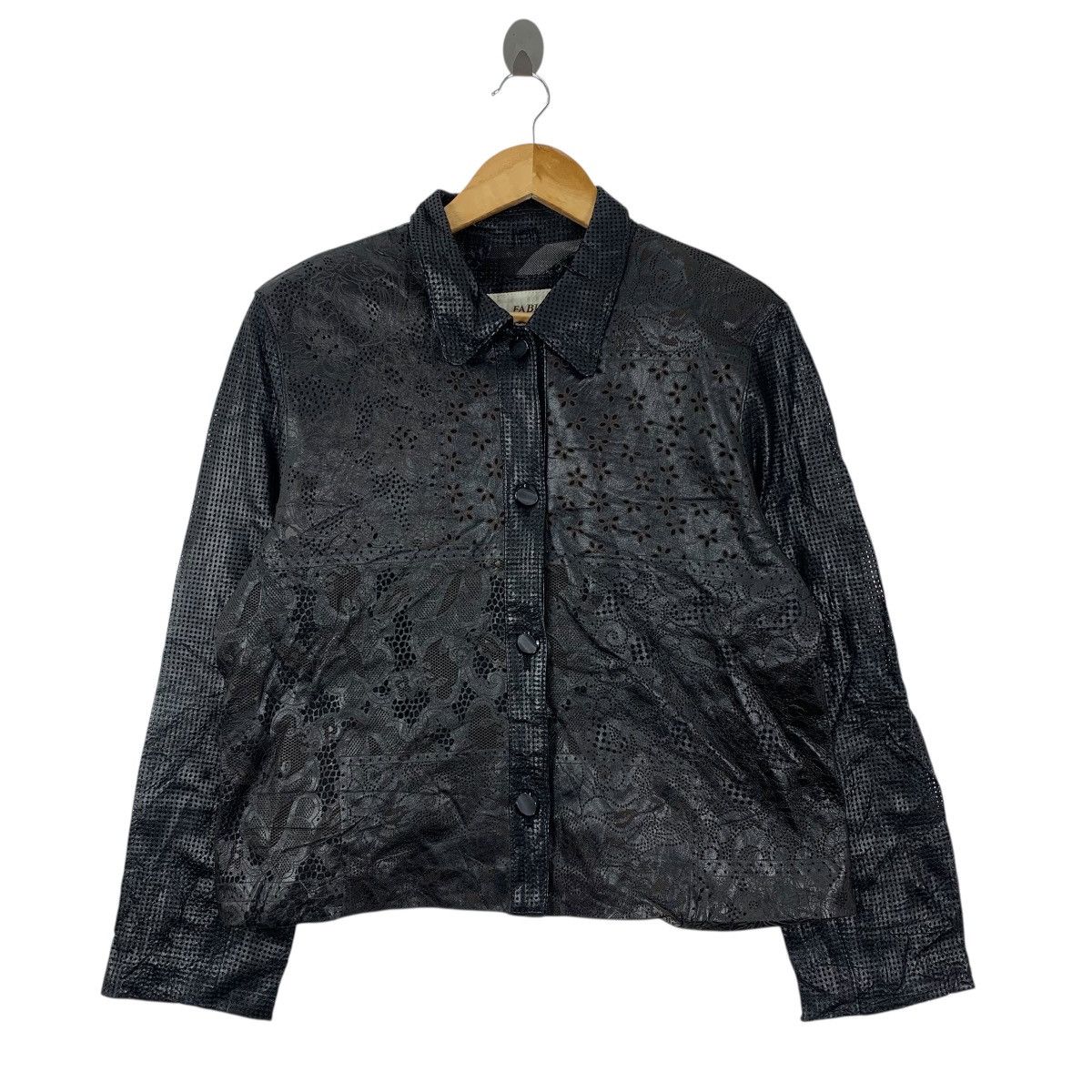 Vintage FABIO MANTEGAZZA Flower Floral Leather Coat Jacket