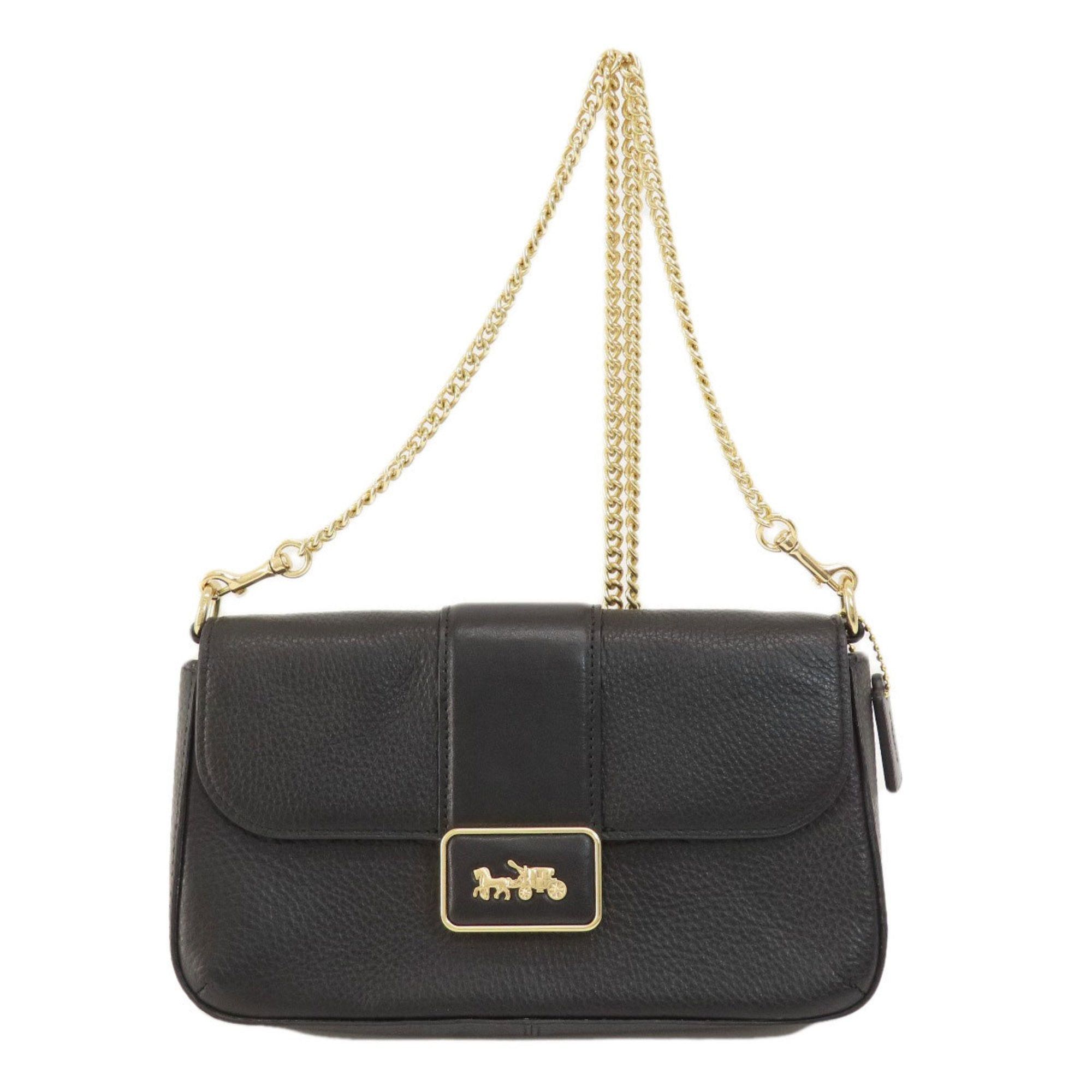image of Coach Cc058 Crossbody Chain Shoulder Bag Leather Women's in Black