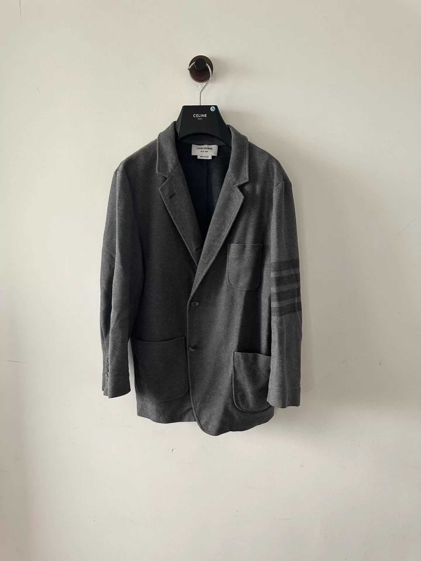 Thom Browne Thom Browne Gray Striped Cuff Blazer 44 98 New Size 44R - 1 Thumbnail