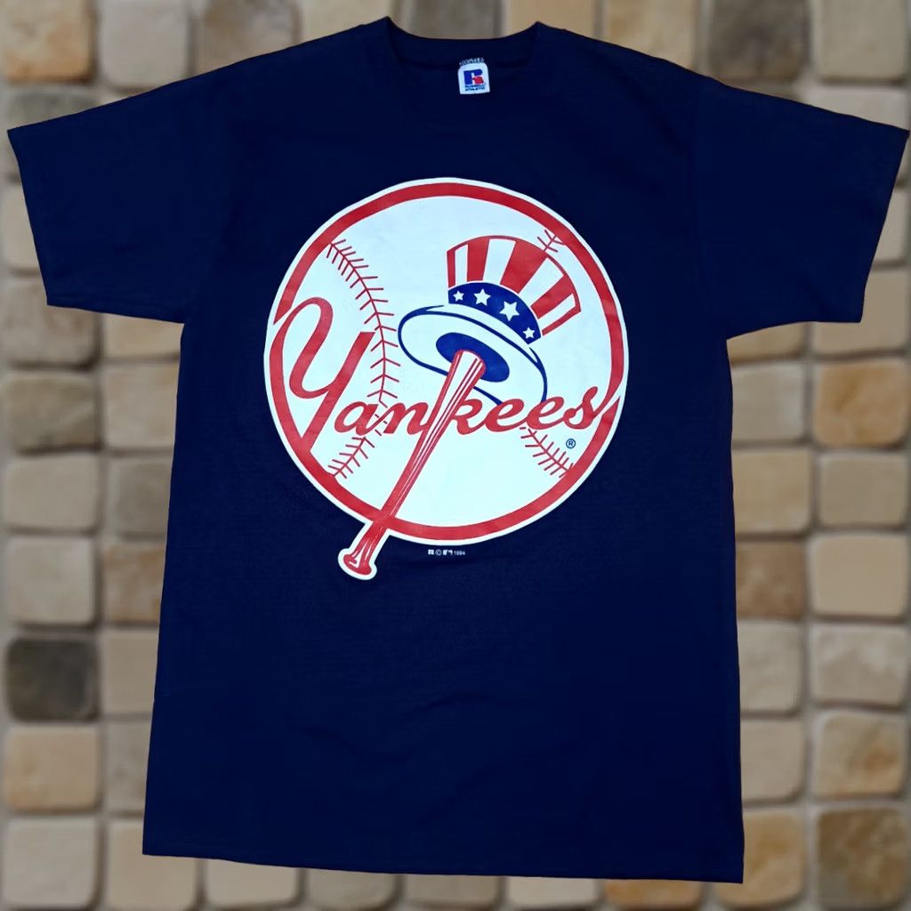 Vintage VINTAGE Yankees T-Shirt Russell USA Made 1994 Single Stitch Blue L Adult Men Boys? Unclear Size US L / EU 52-54 / 3 - 1 Thumbnail