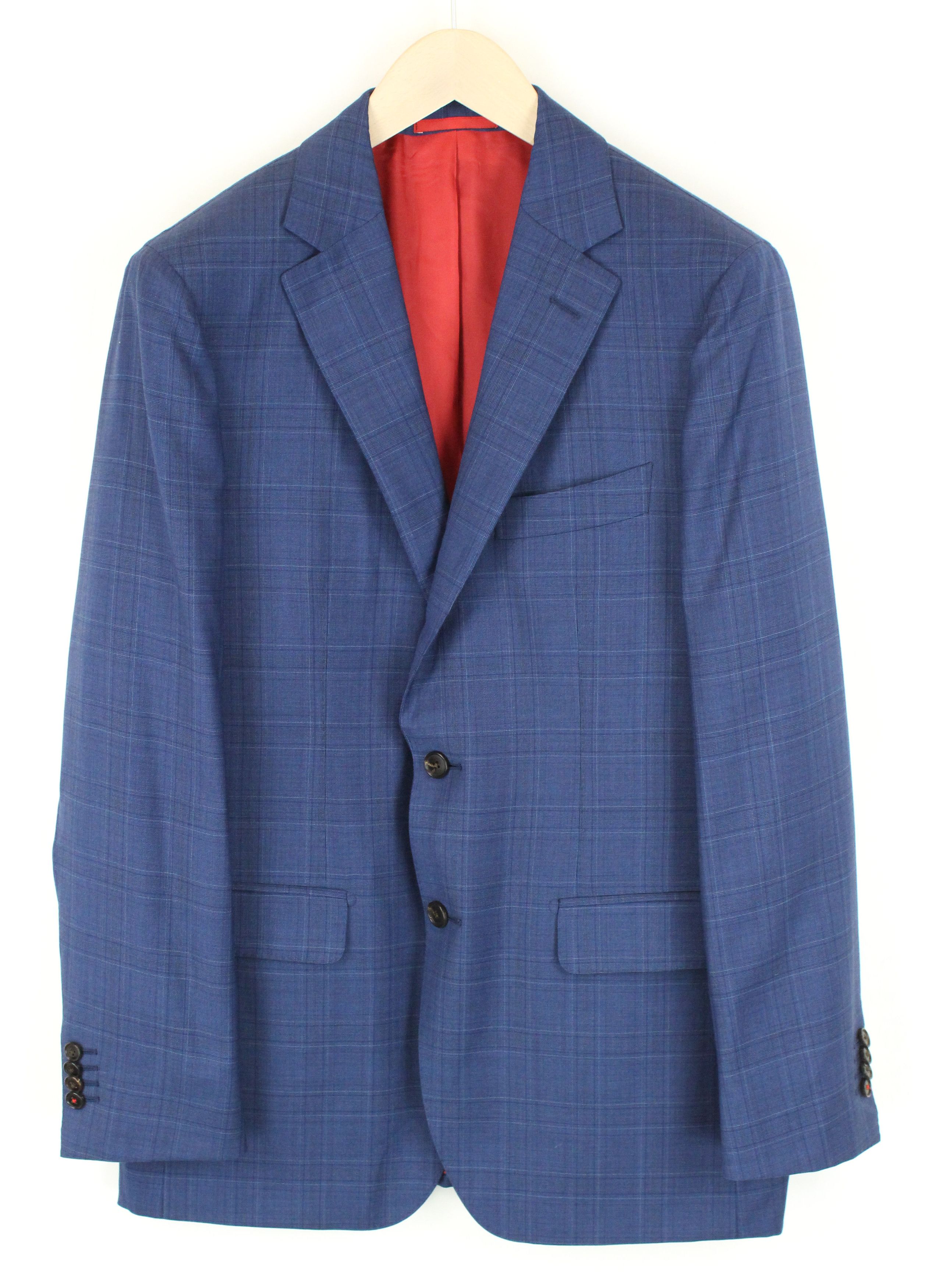 image of Suitsupply Sienna Uk40R Wool Super 130's Checked Lined Blazer 56174 in Blue, Men's
