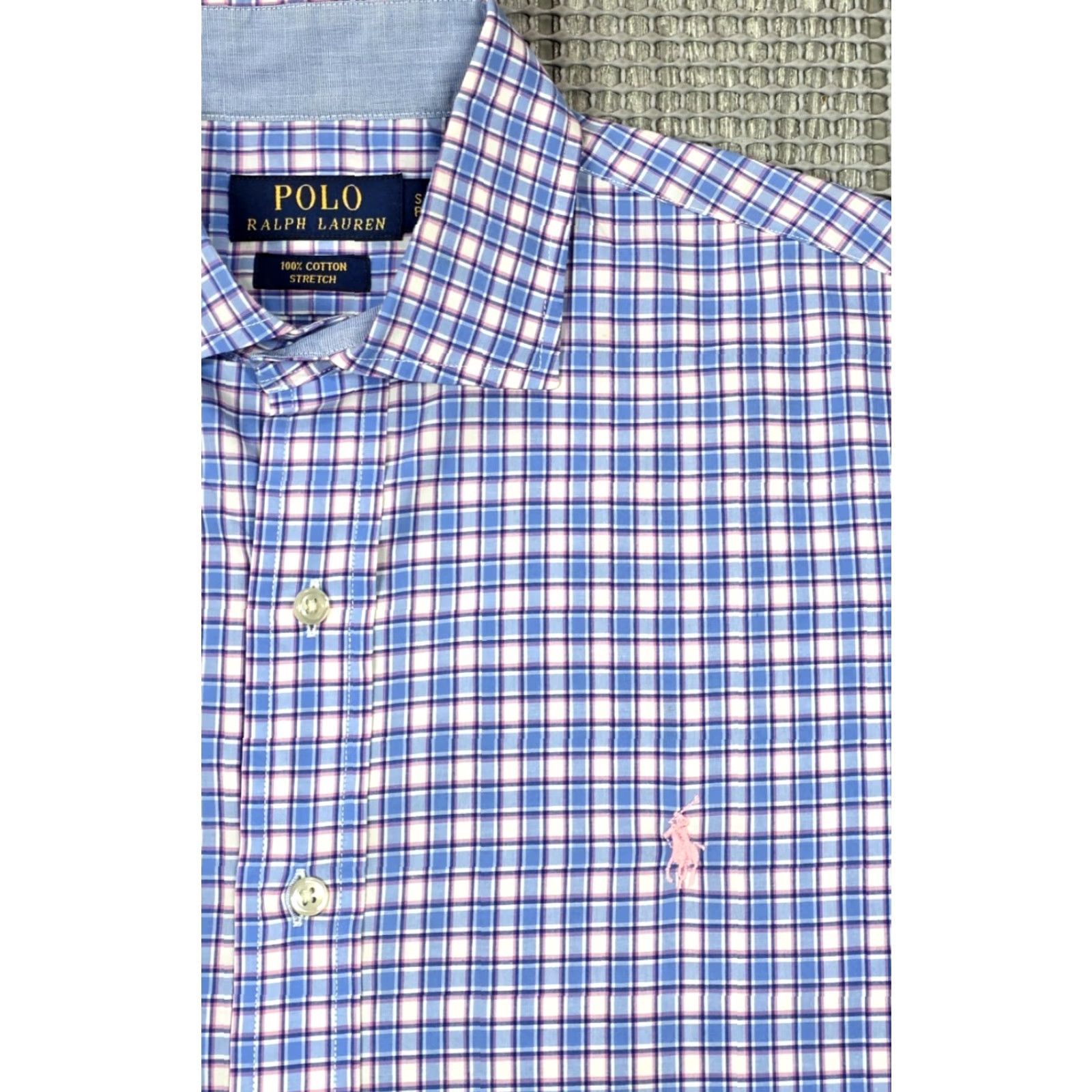 Polo Ralph Lauren Polo Ralph Lauren Button-Up Shirt S Cotton Stretch Blue Pink Check Long Sleeve Mens Regular Size S Size US S / EU 44-46 / 1 - 3 Thumbnail