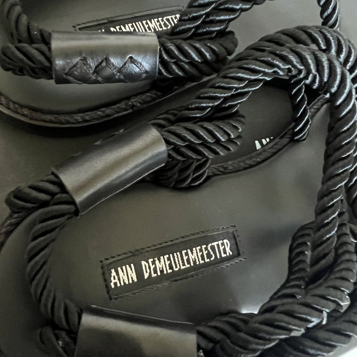 Ann Demeulemeester Ann Demeulemeester black nero leather cord strap sandals Size US 8 / IT 38 - 5 Thumbnail