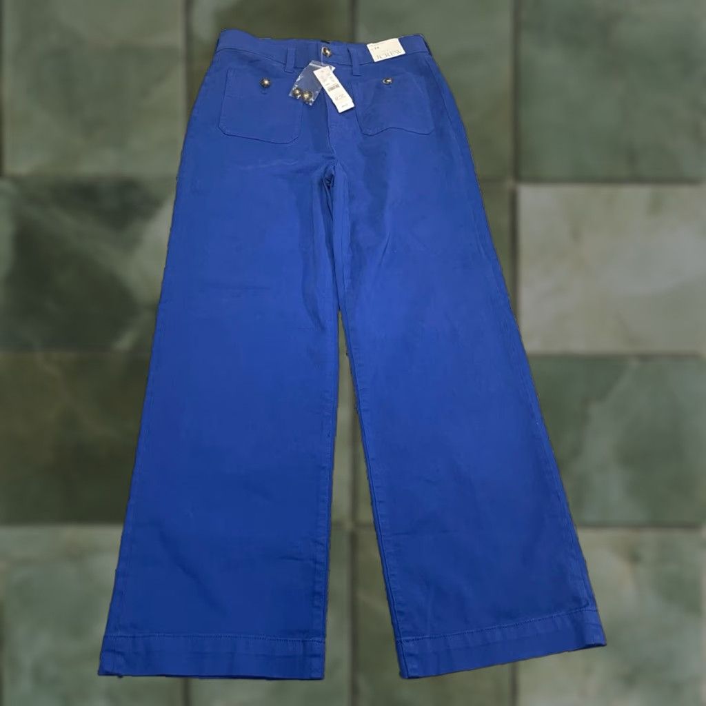 J.Crew VINTAGE J.Crew Women's Pants Slim Wide Leg Cropped Size 24 Blue Cotton Spandex Pockets Bohemian Hippie Preppy Size 42" / US 20 - 1 Thumbnail