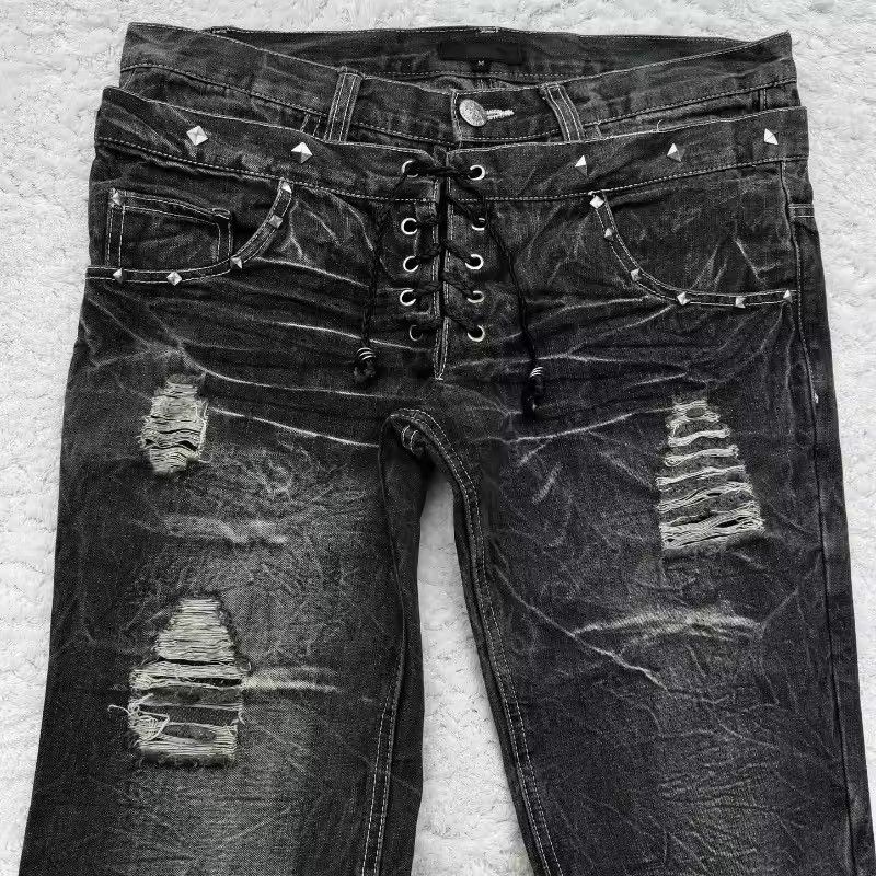 Jean Grunge Design Retro Flared Washed Y2k Jeans Pants Size US 36 / EU 52 - 2 Thumbnail