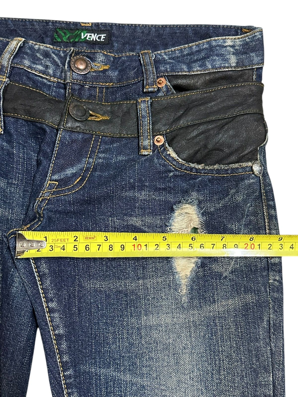 If Six Was Nine Vintage Japanese Brand Double Waist Distressed Flare Jeans Size US 28 / EU 44 - 14 Thumbnail