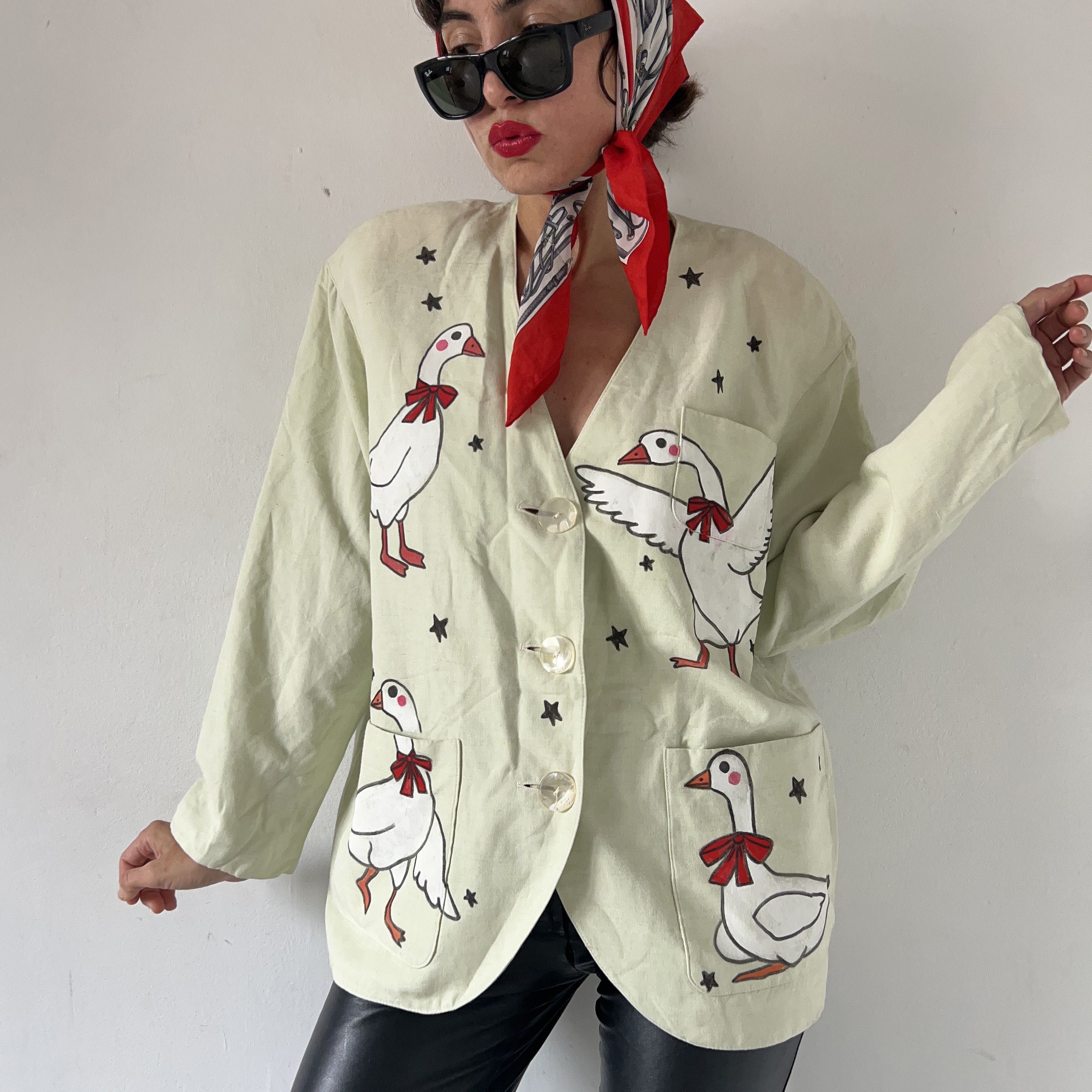 Vintage Silly goose custom made cottagecore green jacket Size L / US 10 / IT 46 - 8 Thumbnail