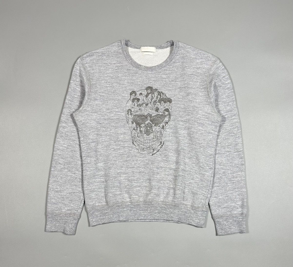 Alexander McQueen Embroidery Skull Gray Sweatshirt