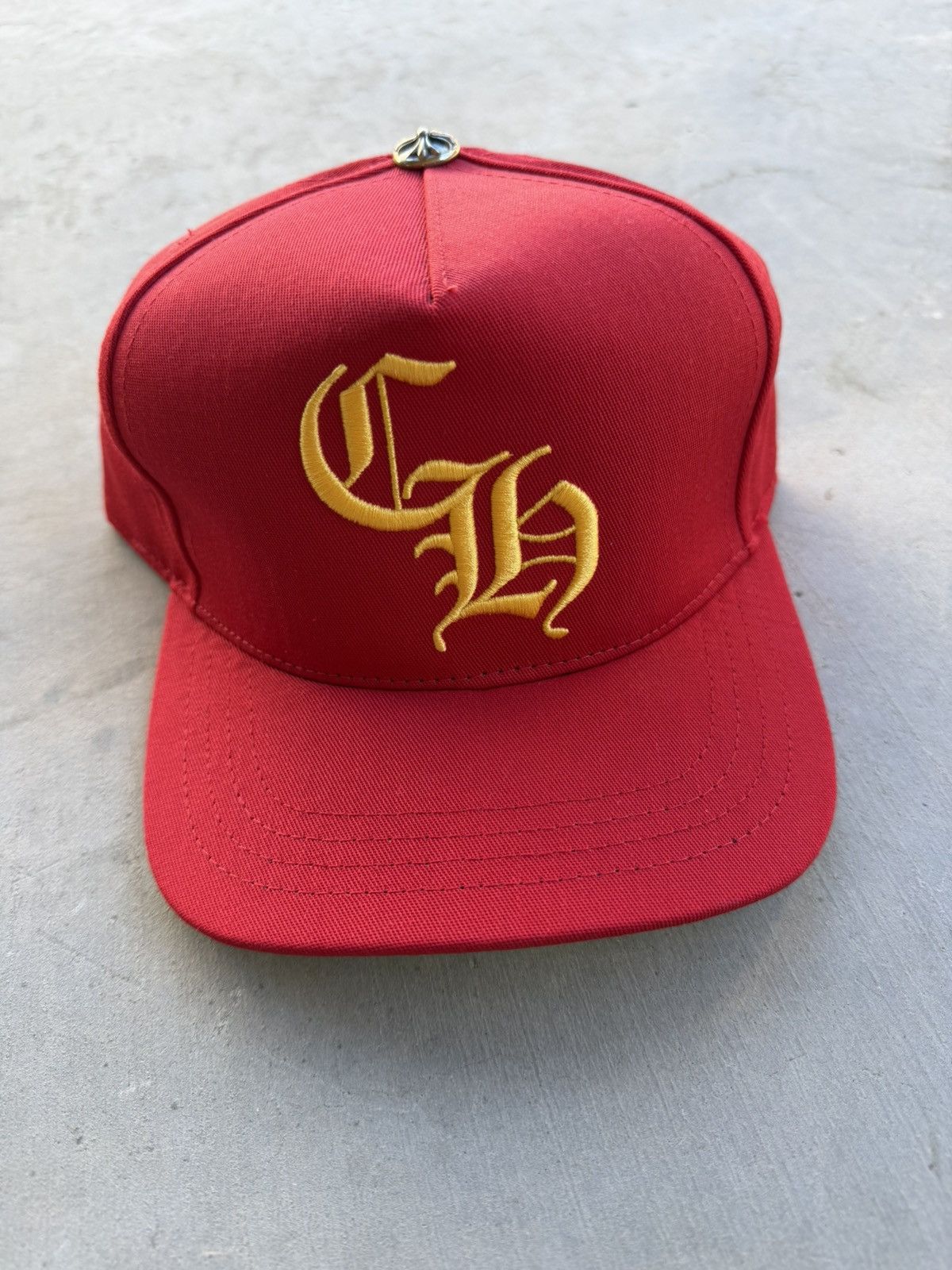 Chrome Hearts Chrome Hearts Red Snapback Hat – Gold Gothic CH Logo Size ONE SIZE - 2 Thumbnail