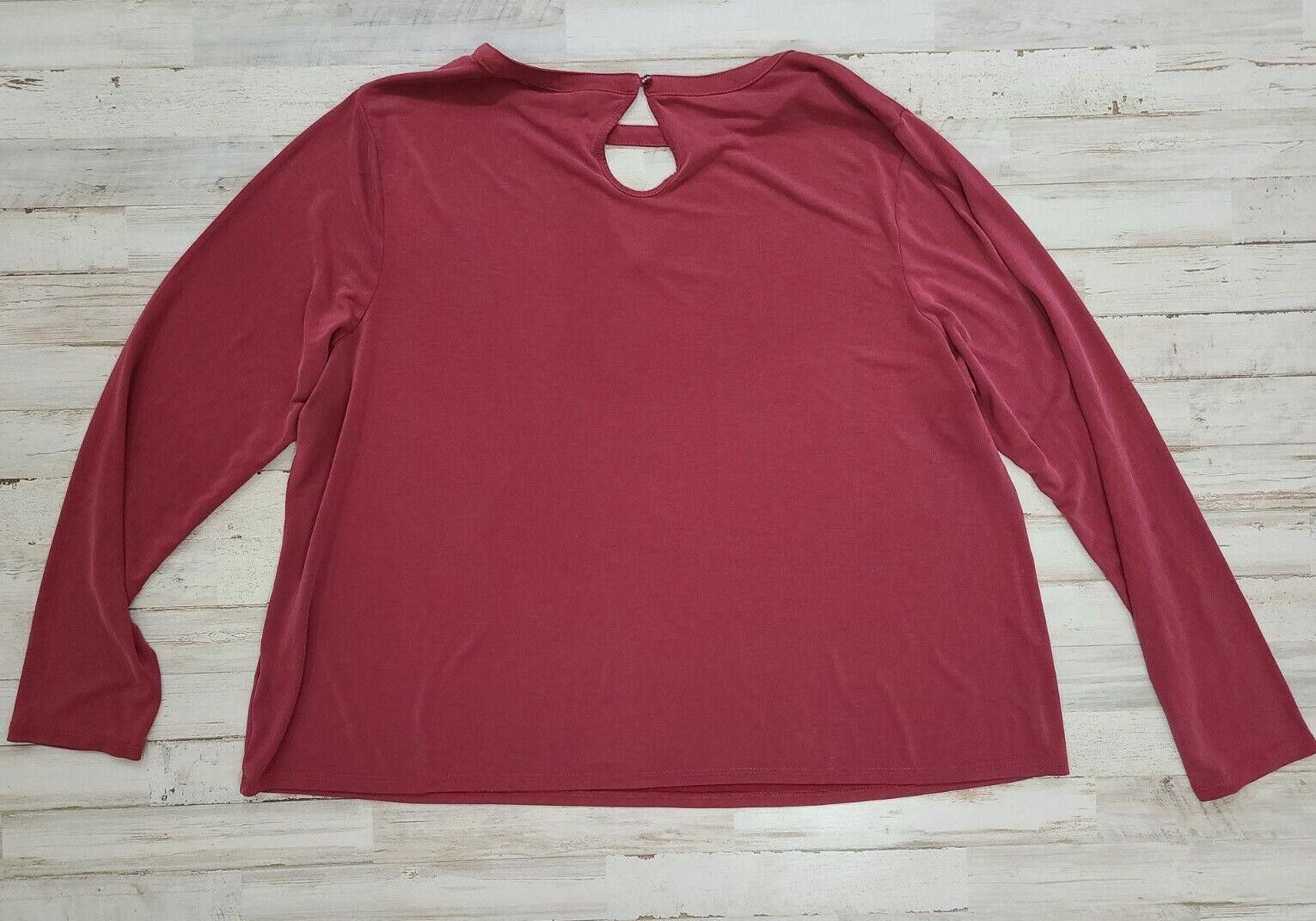 Cartoon Network Cato Top 22/24w Maroon Key Hole Neck Long Sleeve Top 3x Size 3XL / US 20-22 - 3 Thumbnail