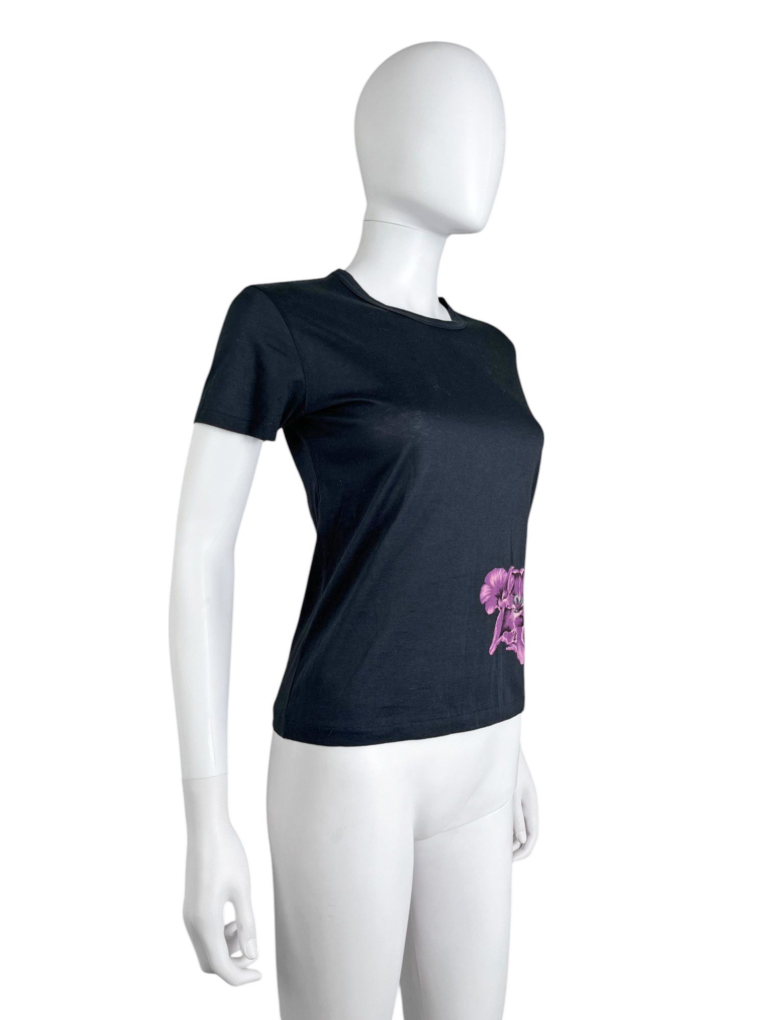 Yohji Yamamoto 2000's Pink Iris Black Tee Size S / US 4 / IT 40 - 2 Thumbnail