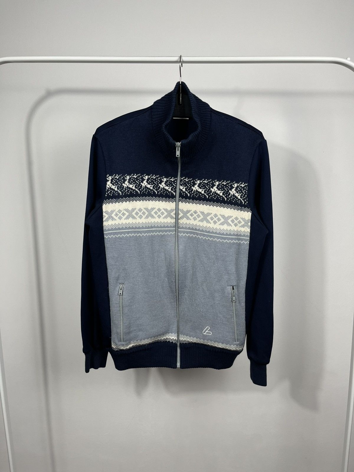 Other Löffler Nordic knit full-zip jacket navy grey size 48 S Size US M / EU 48-50 / 2 - 1 Thumbnail