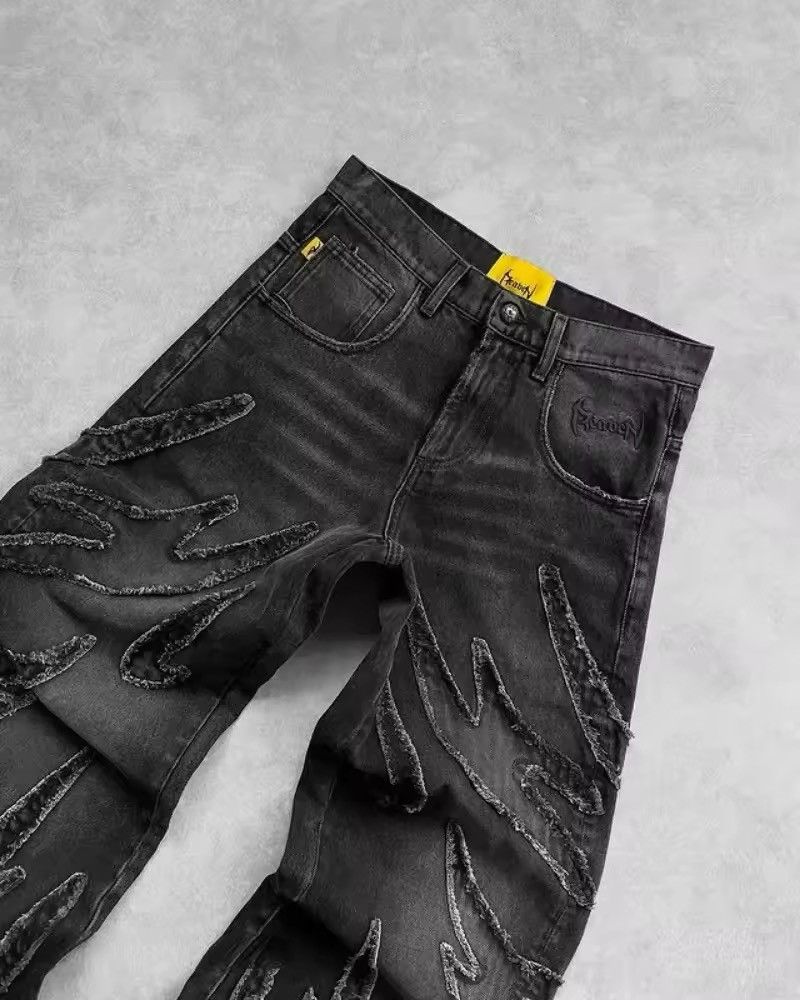 Jeans Patchwork Gothic Raw Edge Embroidered