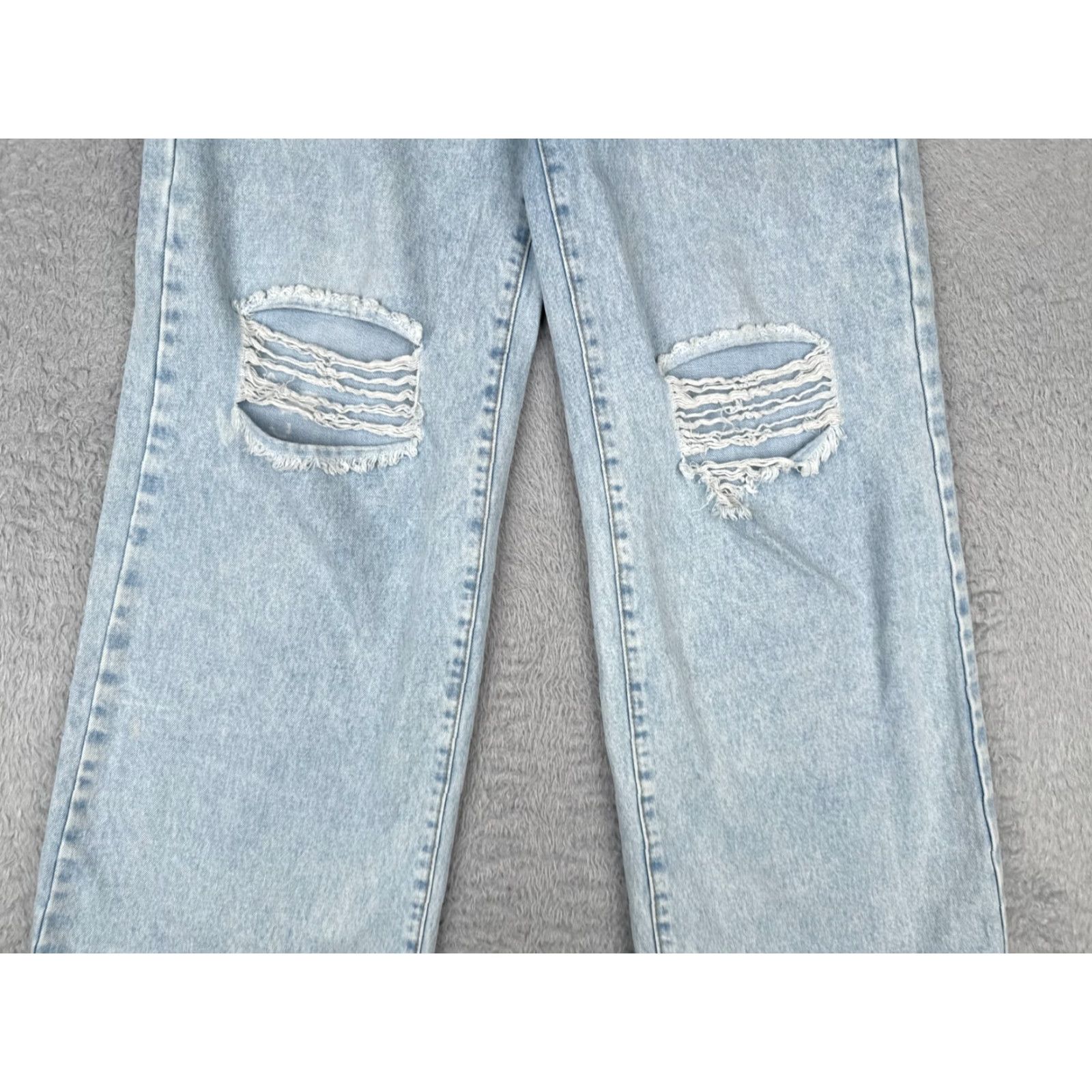 Shein Shein Jeans Women 4 Blue Denim Wide-Leg High Rise Distressed 26x31 90s Women Size 27" / US 4 / IT 40 - 3 Thumbnail
