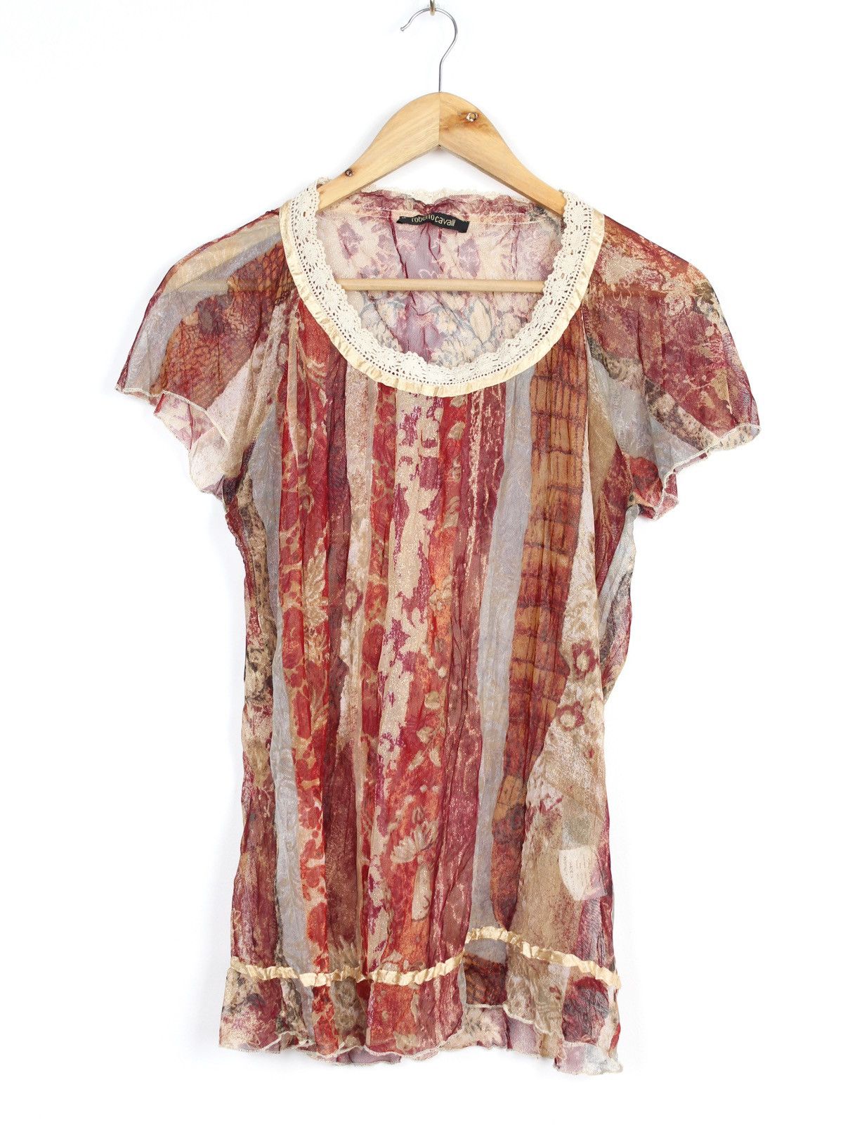 Roberto Cavalli Roberto Cavalli 2006 Women’s Mesh Multicolor T-shirt Top Size XL / US 12-14 / IT 48-50 - 1 Thumbnail