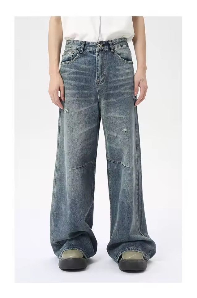 Jean Streetwear Washed Baggy Straight Wide Leg Jeans Size US 32 / EU 48 - 1 Thumbnail