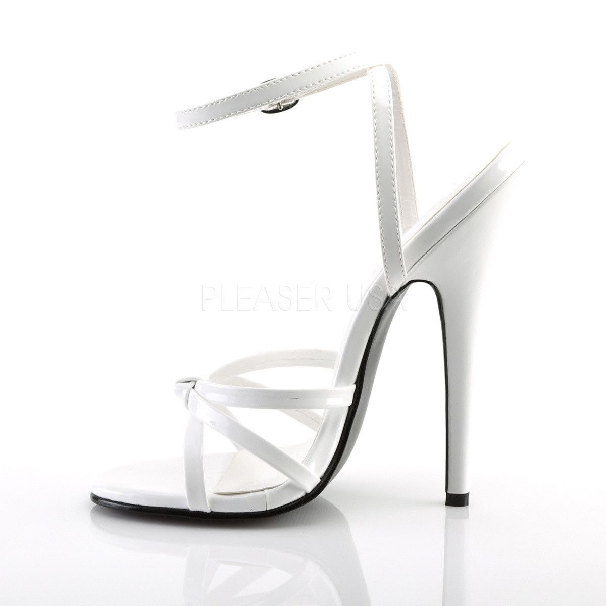 Other Domina 108 White Patent 6" Spiked Heels Ankle Strap Stiletto Size US 8 / IT 38 - 3 Thumbnail