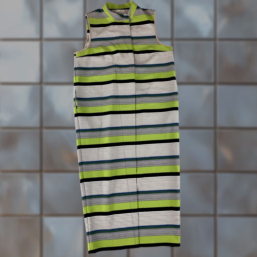 Vintage Rachel Roy Striped Sheath Dress - Medium LIME Green Size M / US 6-8 / IT 42-44 - 1 Thumbnail