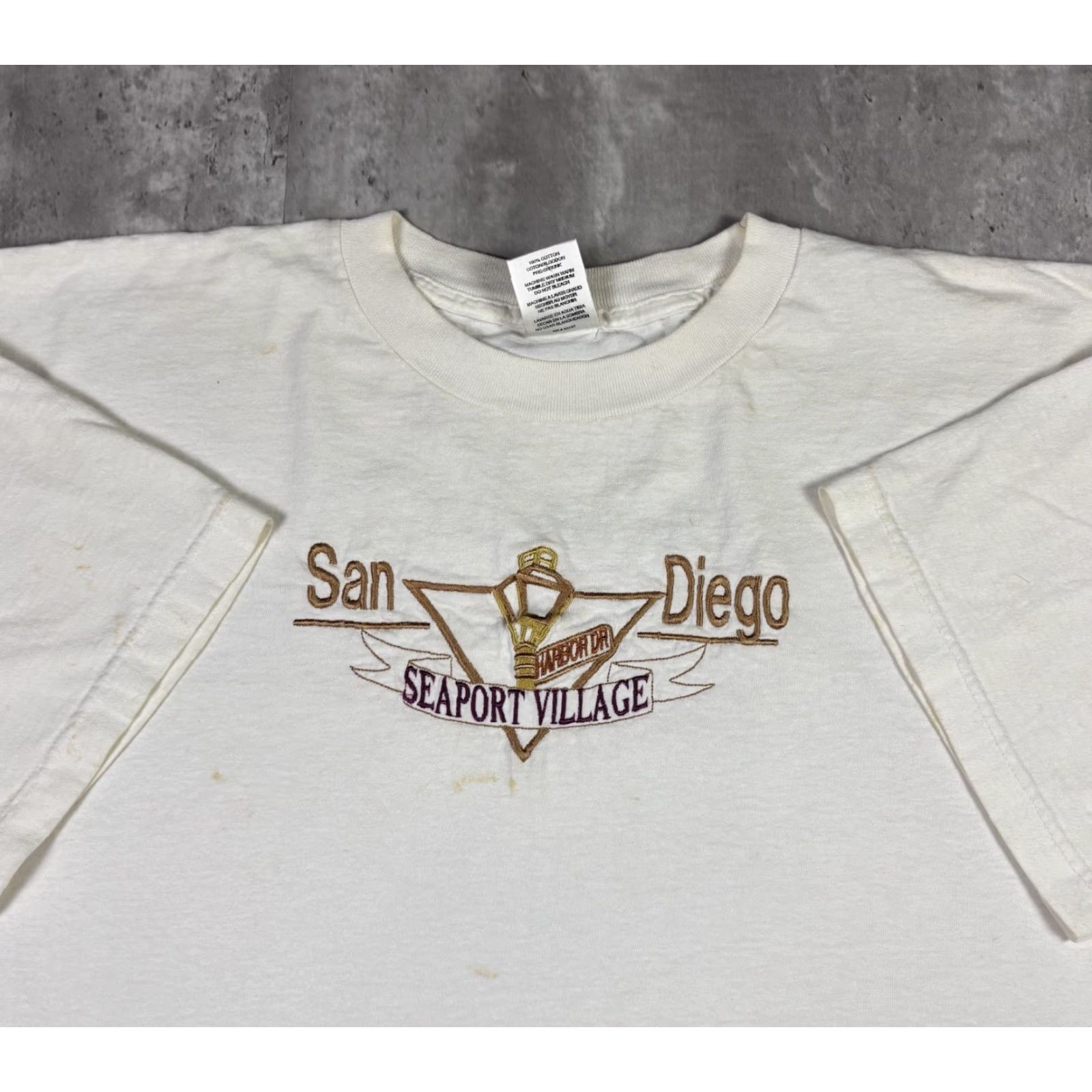 Vintage VINTAGE 90s San Diego Seaport Village T Shirt Embroidered Adult 2XL White Crew Neck Short Sleeve Mens Size US XXL / EU 58 / 5 - 2 Thumbnail