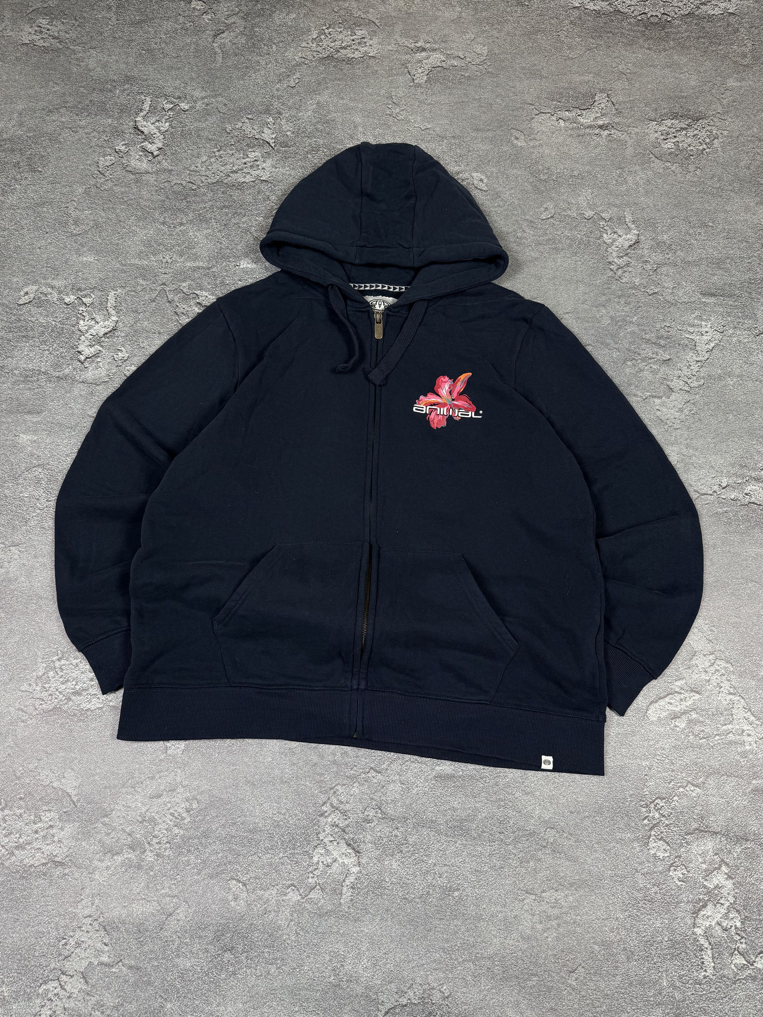 Quiksilver Y2K Animal Floral Zip Up Navy Surf Style Hoodie Size XL / US 12-14 / IT 48-50 - 2 Thumbnail