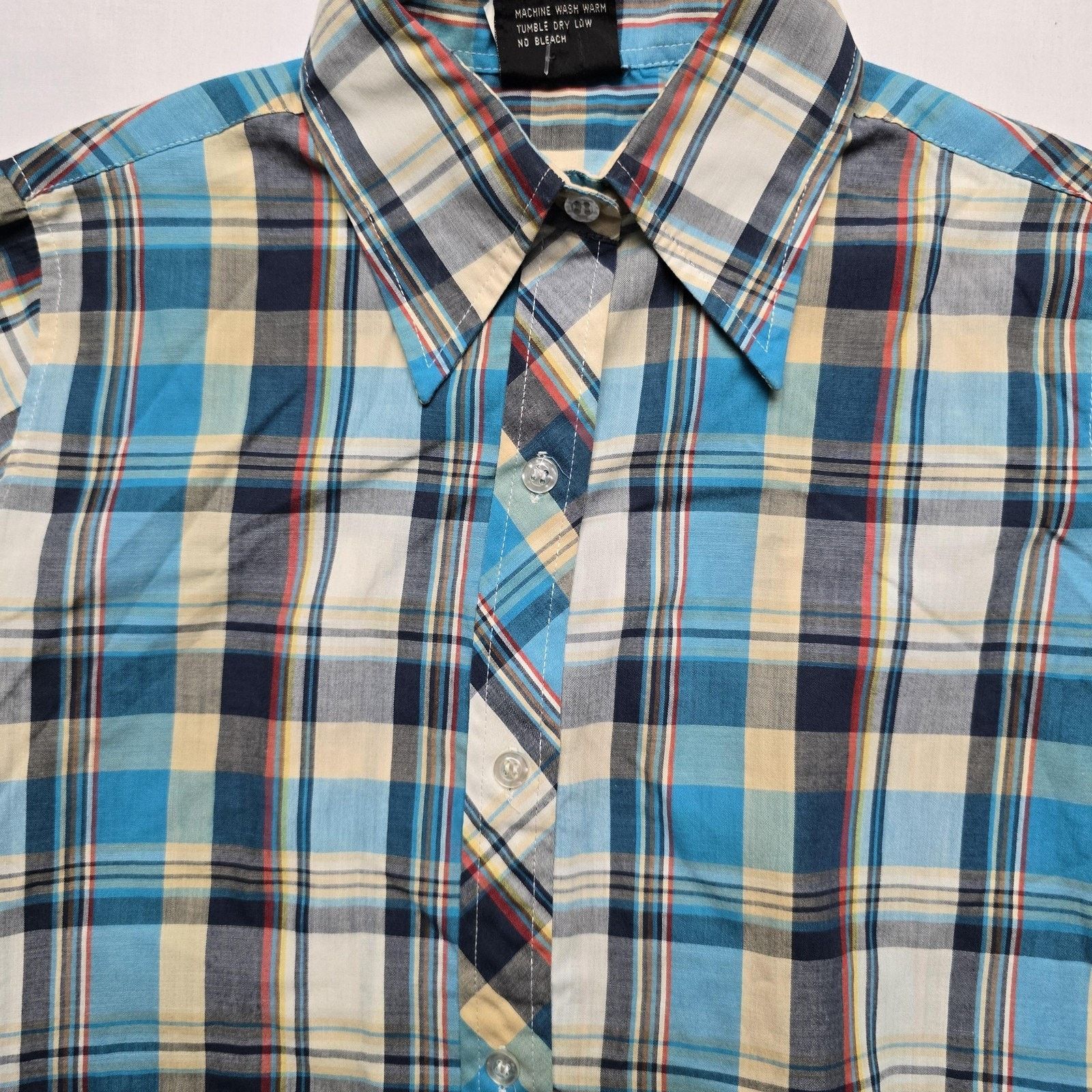Vintage Vintage Plaid Shirt M 8 Blue Yellow Long Sleeve Button Down Size M / US 6-8 / IT 42-44 - 3 Thumbnail