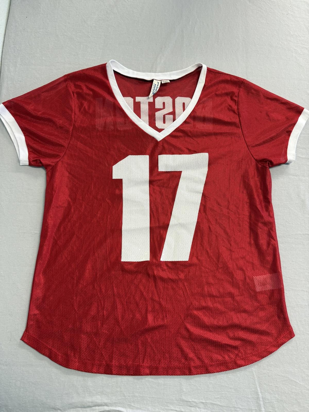 Designer Boston Football Jersey #17 Mesh Red & White Made in USA - S Size US S / EU 44-46 / 1 - 1 Thumbnail