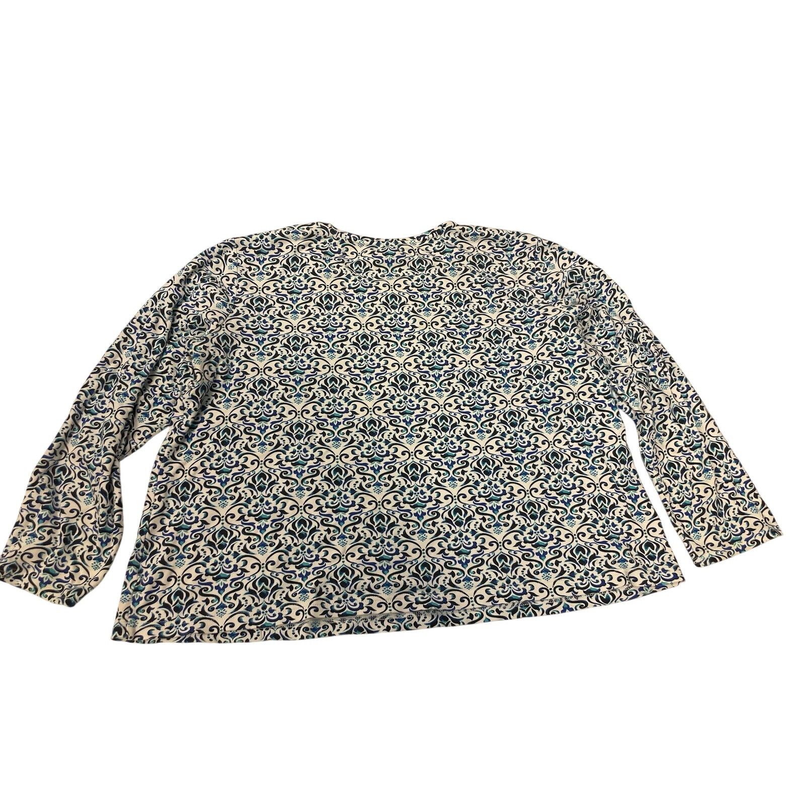 Croft & Barrow Croft & Barrow XL Long Sleeve T-Shirt Blue Teal Print Knit Size XL / US 12-14 / IT 48-50 - 2 Thumbnail